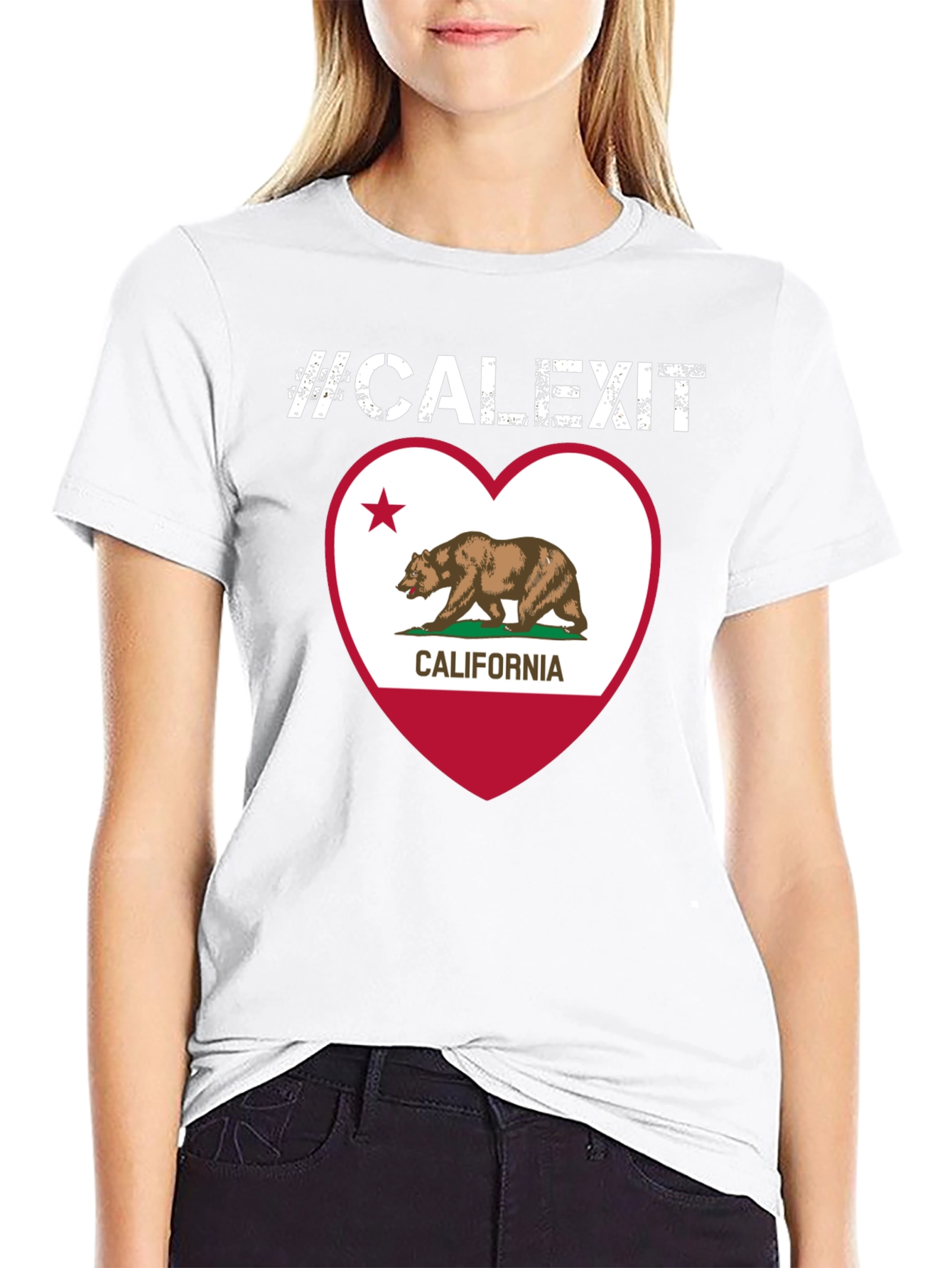 Calexit California Flag Heart T-Shirt