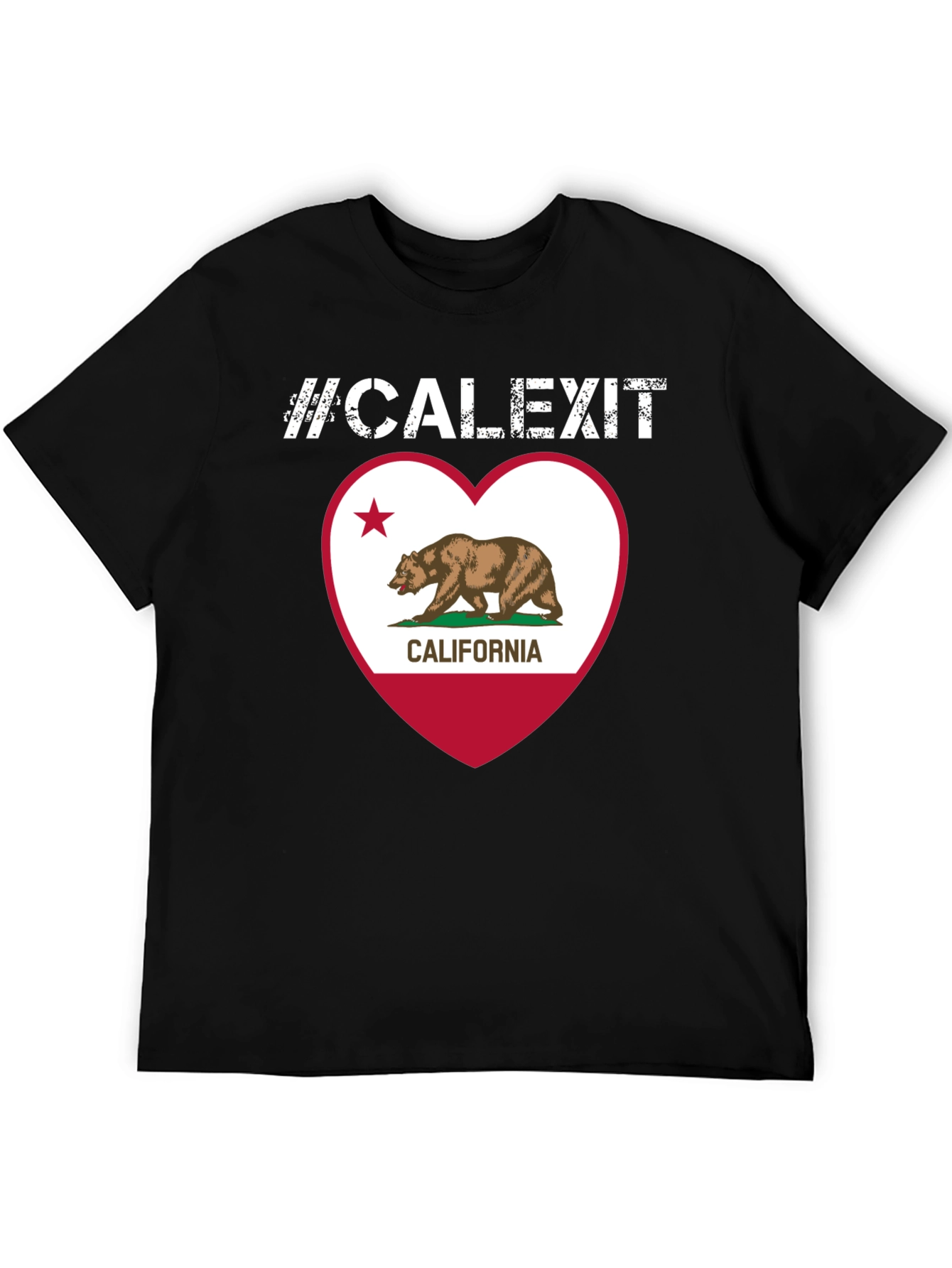 Calexit California Flag Heart T-Shirt