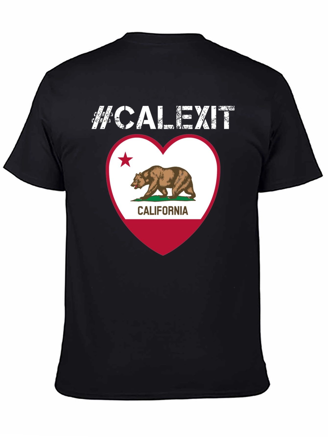Calexit California Flag Heart T-Shirt