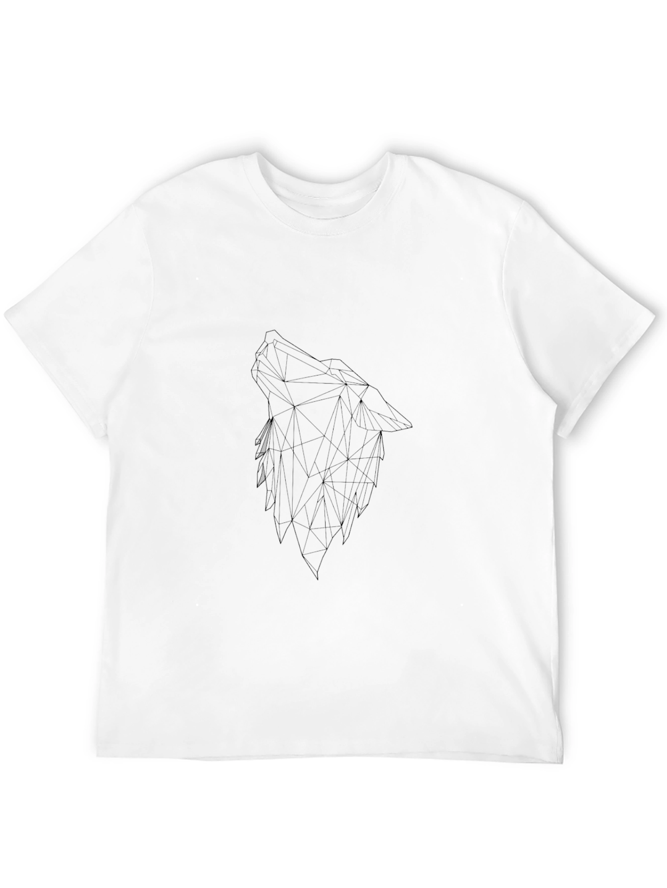 Geometric Wolf Graphic Black T-Shirt