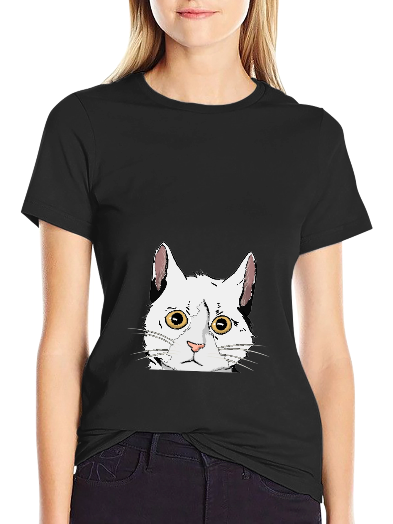 Cat Graphic Black T-Shirt