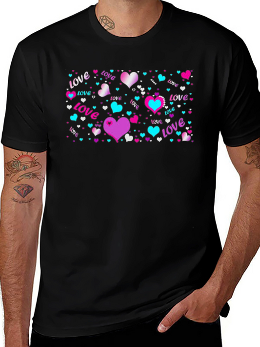 Love Hearts Graphic Black T-Shirt