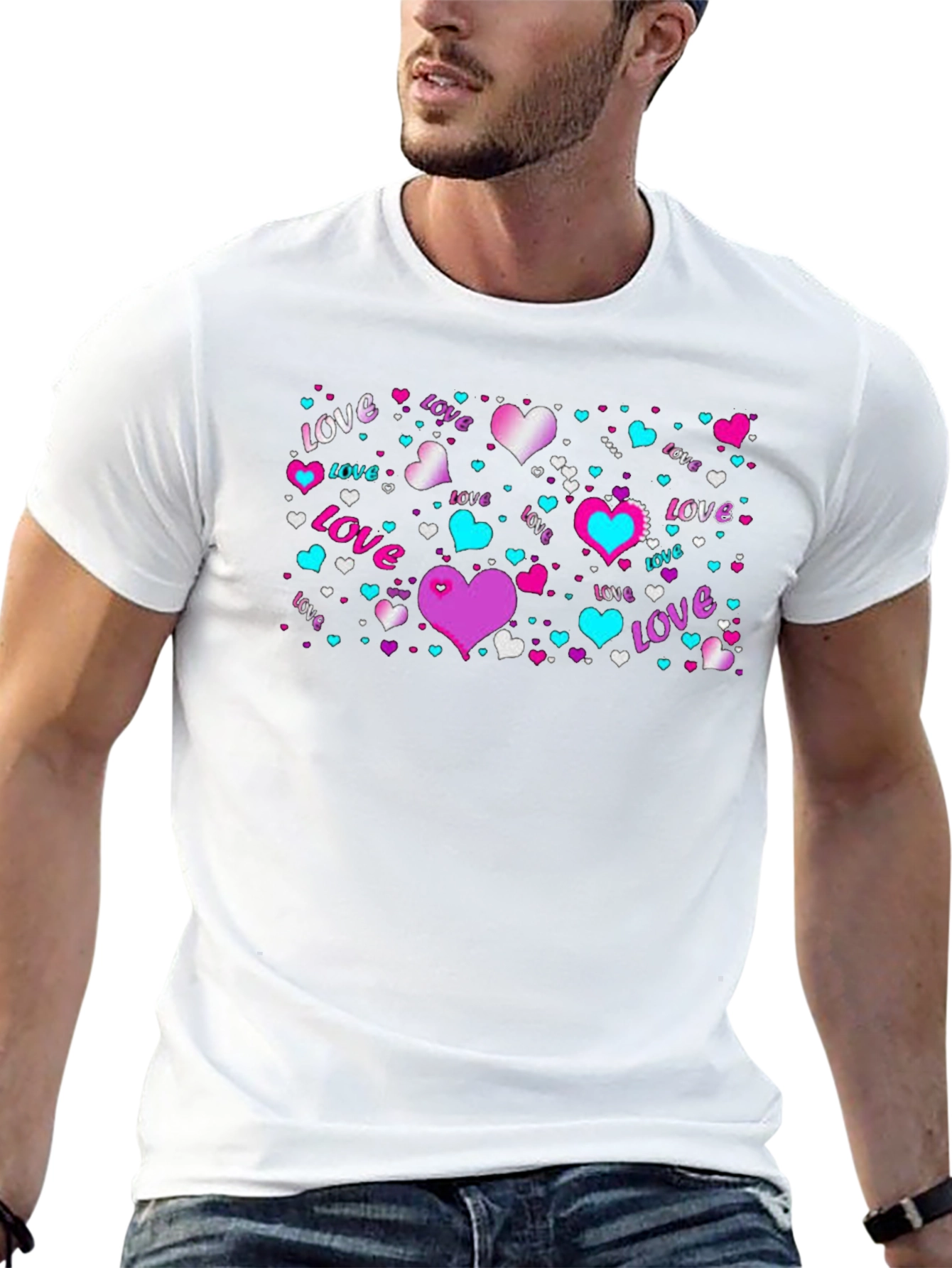 Love Hearts Graphic Black T-Shirt