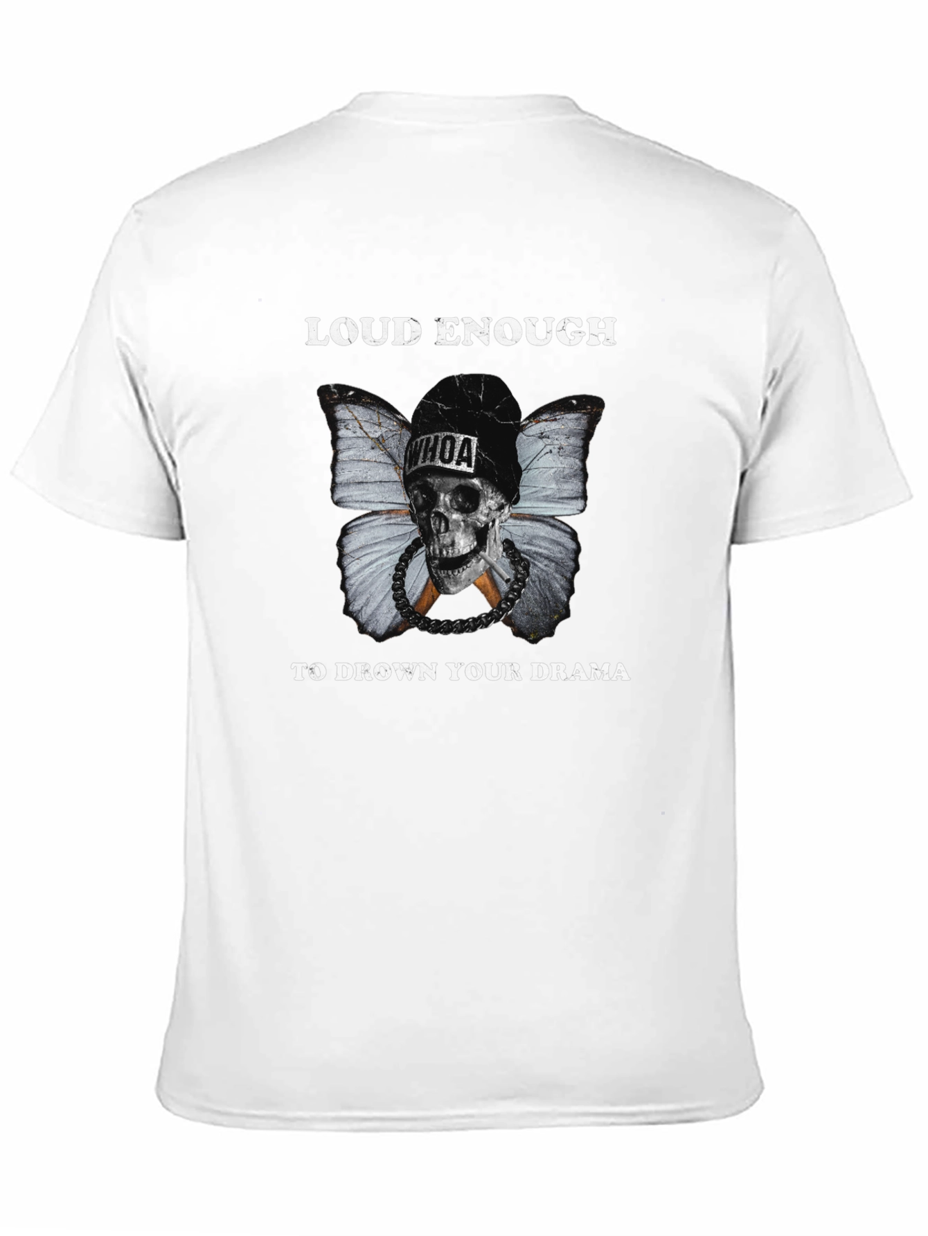 Loud Enough Skull Butterfly Graphic T-Shirt
