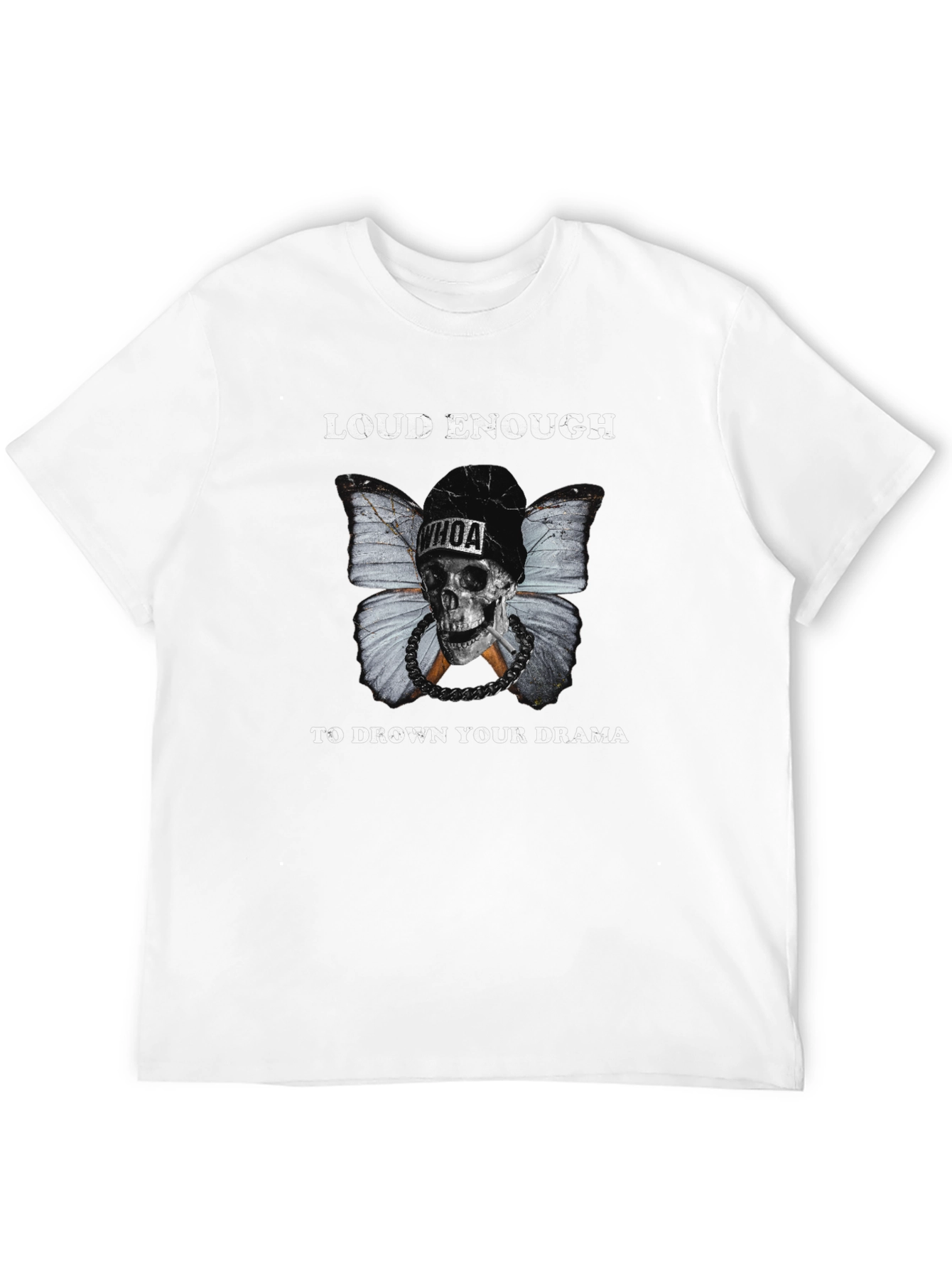 Loud Enough Skull Butterfly Graphic T-Shirt