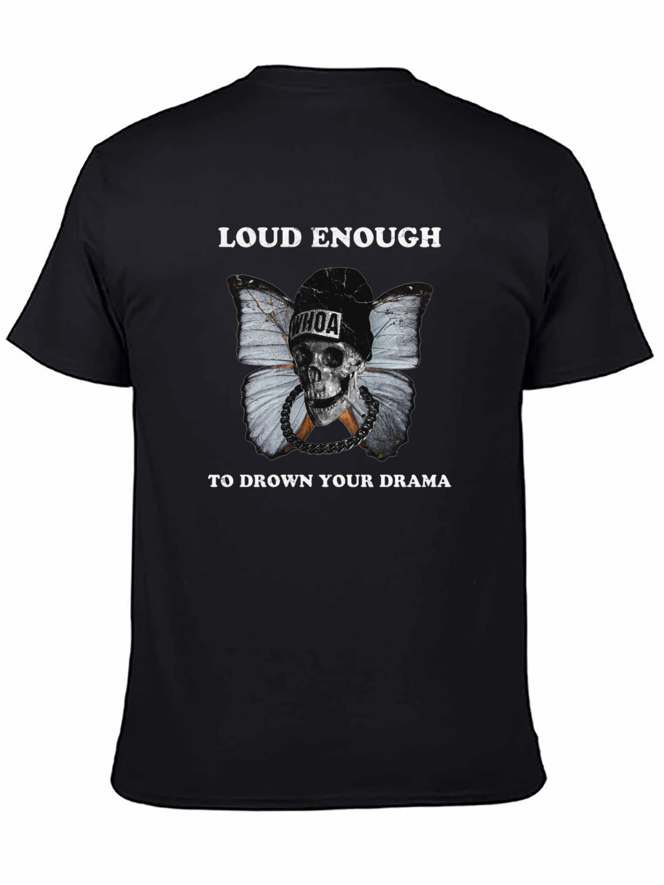 Loud Enough Skull Butterfly Graphic T-Shirt