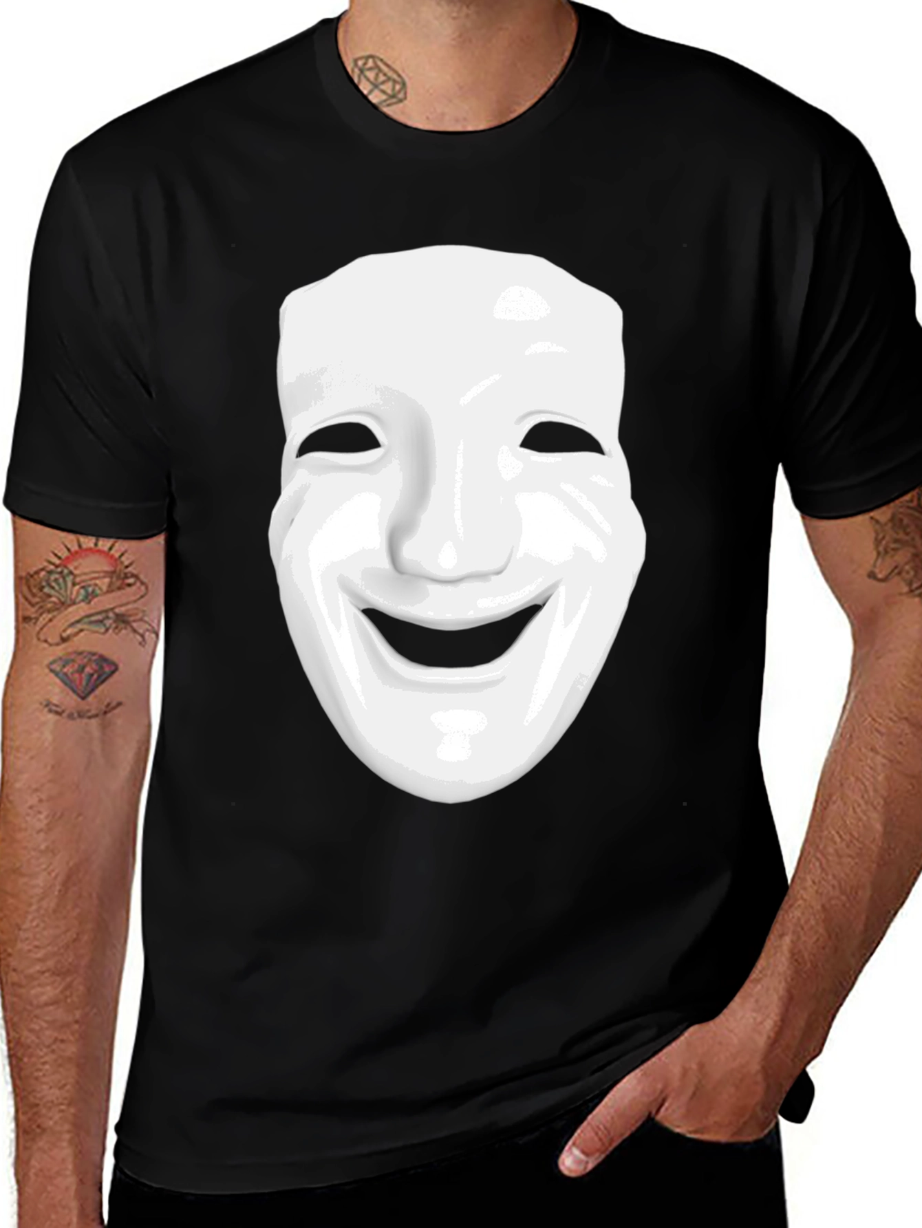 Smiling Mask Graphic Tee - Modern Casual Style