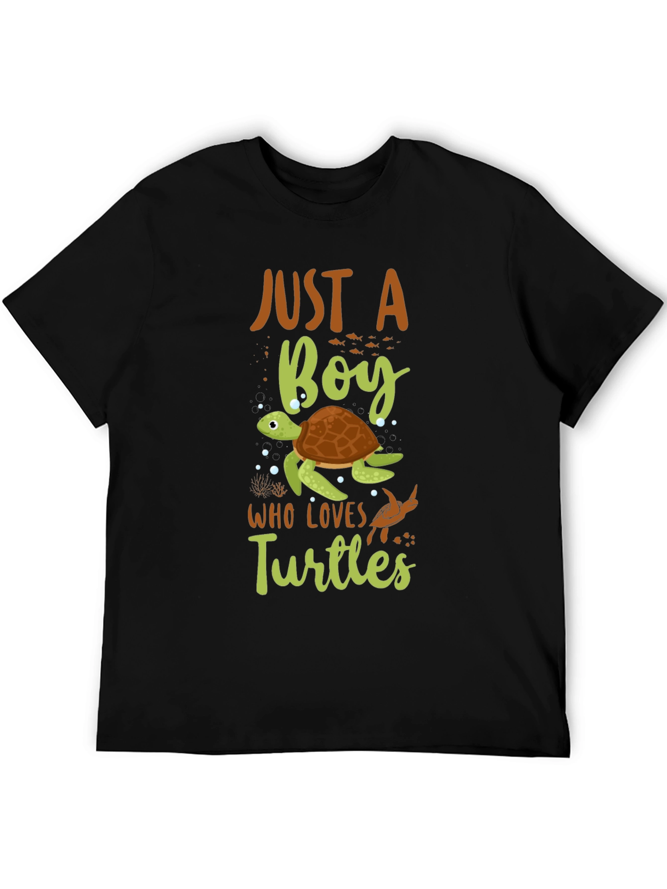 Just A Boy Who Loves Turtles Black T-Shirt
