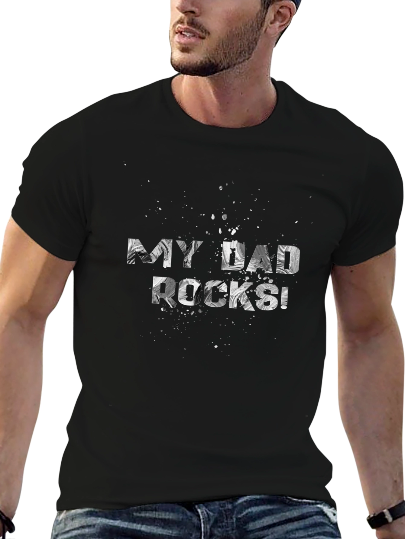 My Dad Rocks! Graphic Print Mens T-Shirt