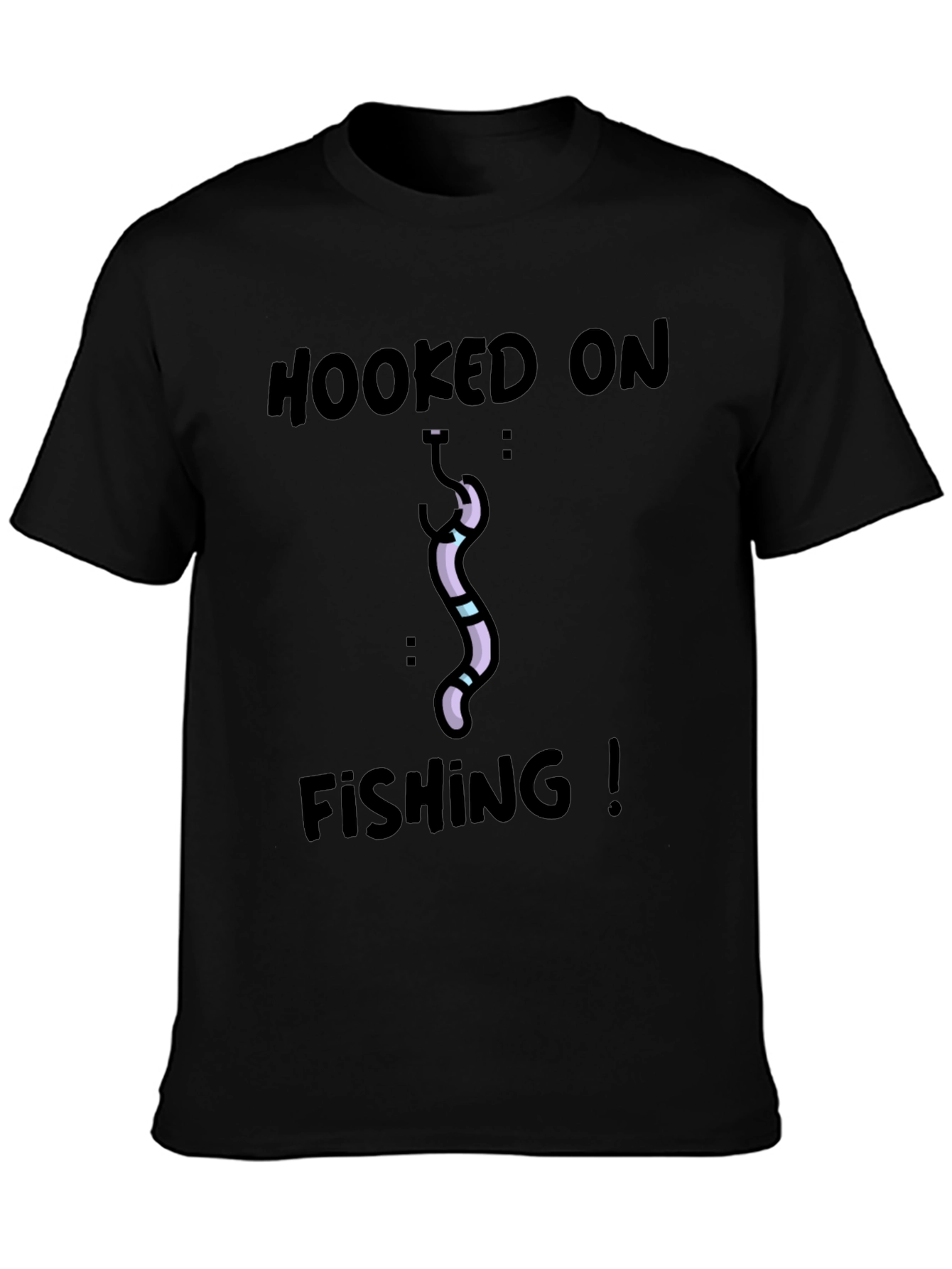 Hooked On Fishing T-Shirt - Black