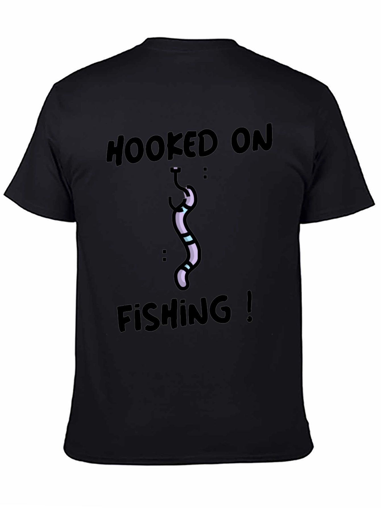 Hooked On Fishing T-Shirt - Black