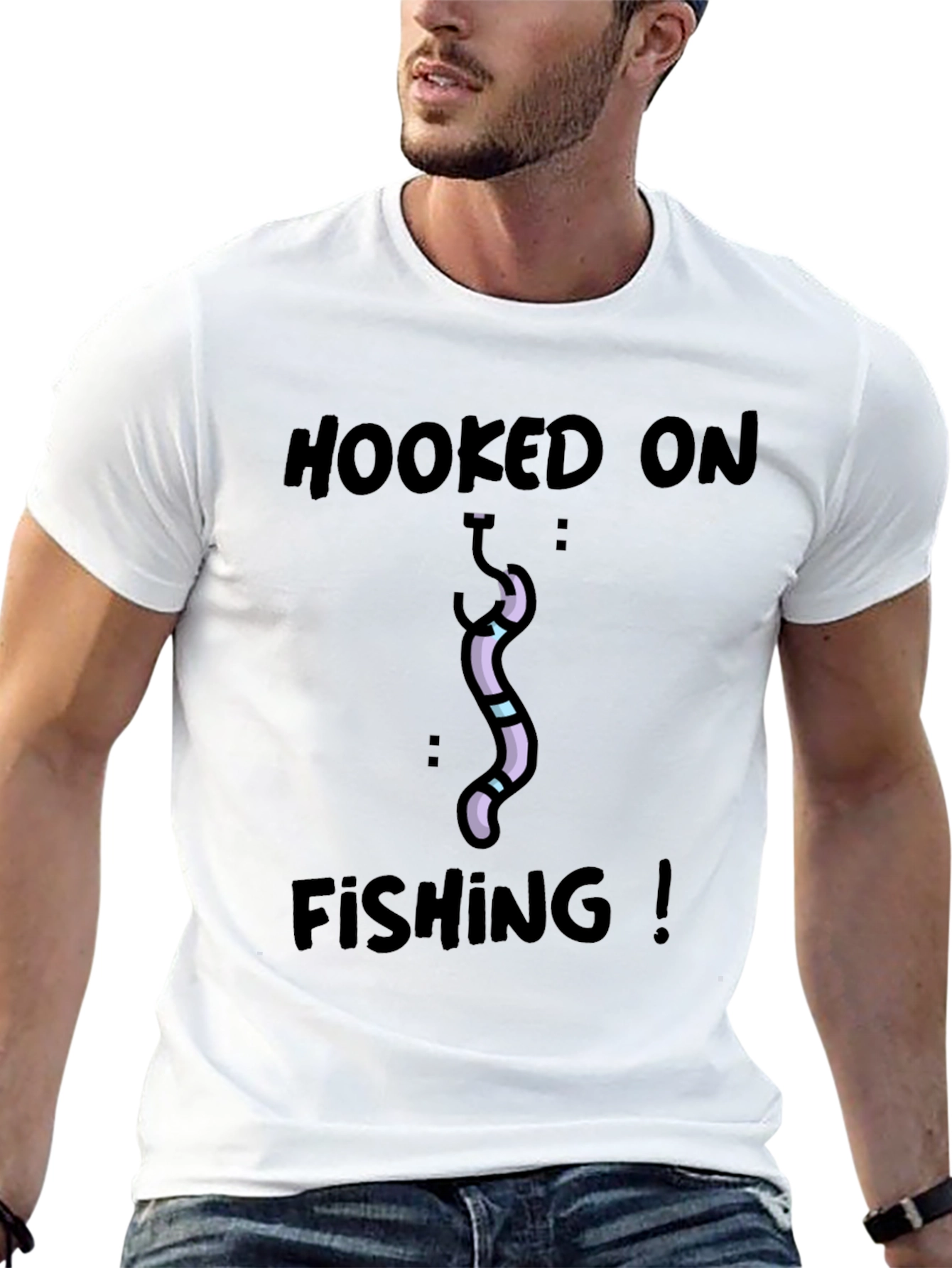 Hooked On Fishing T-Shirt - Black