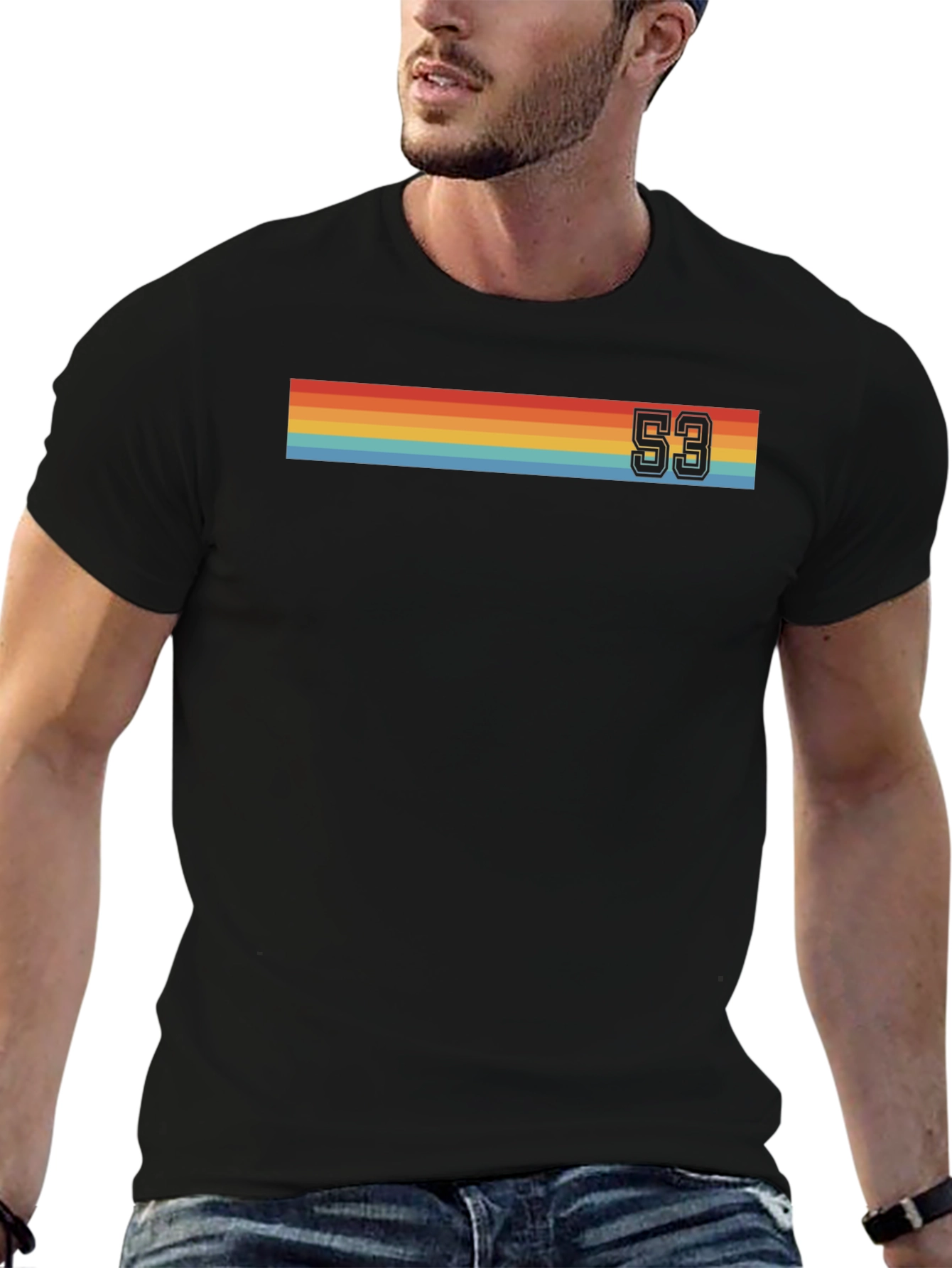 Retro Stripe 53 Graphic Tee - Classic Style