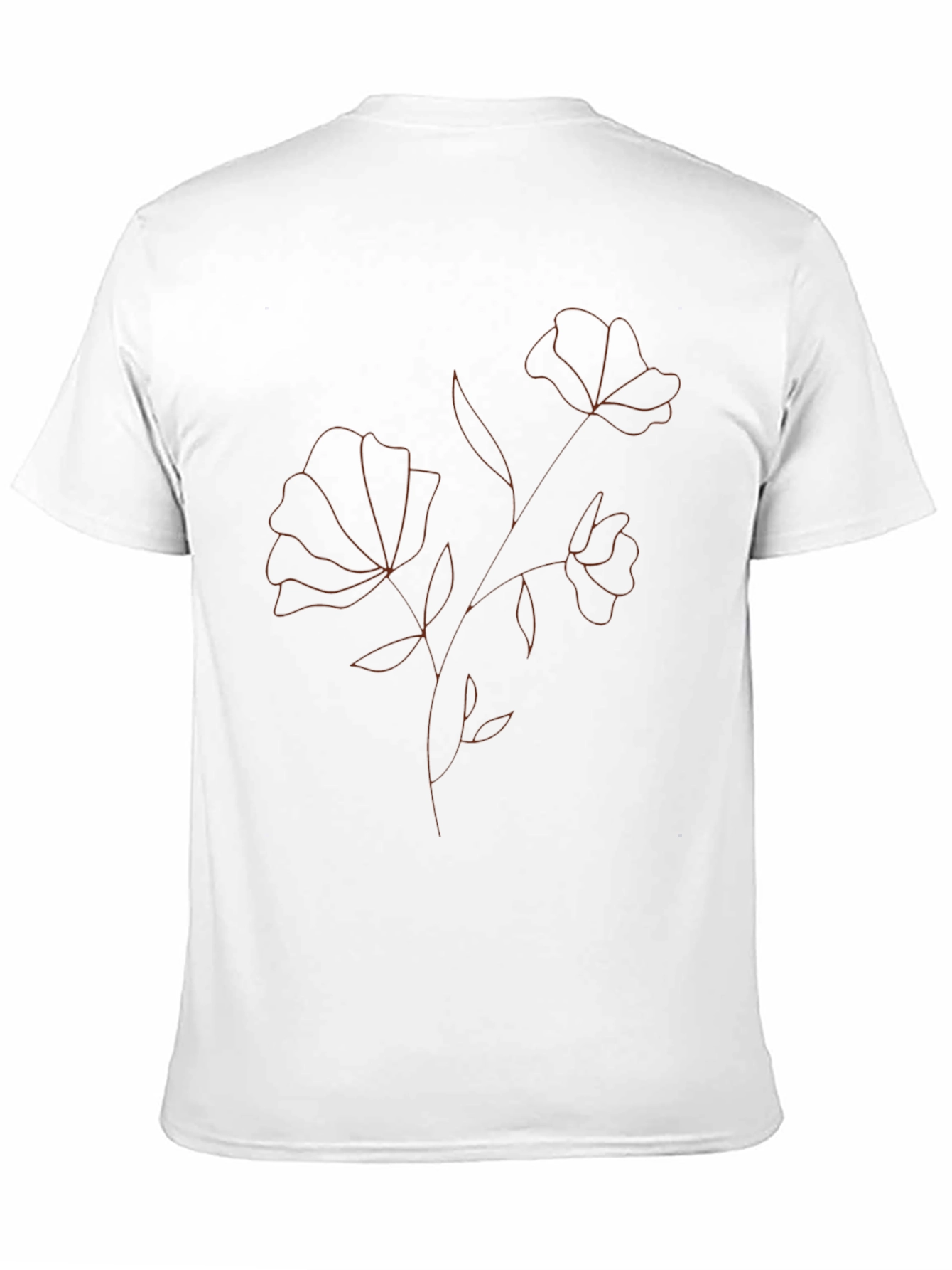Minimalist Floral Outline Black T-Shirt