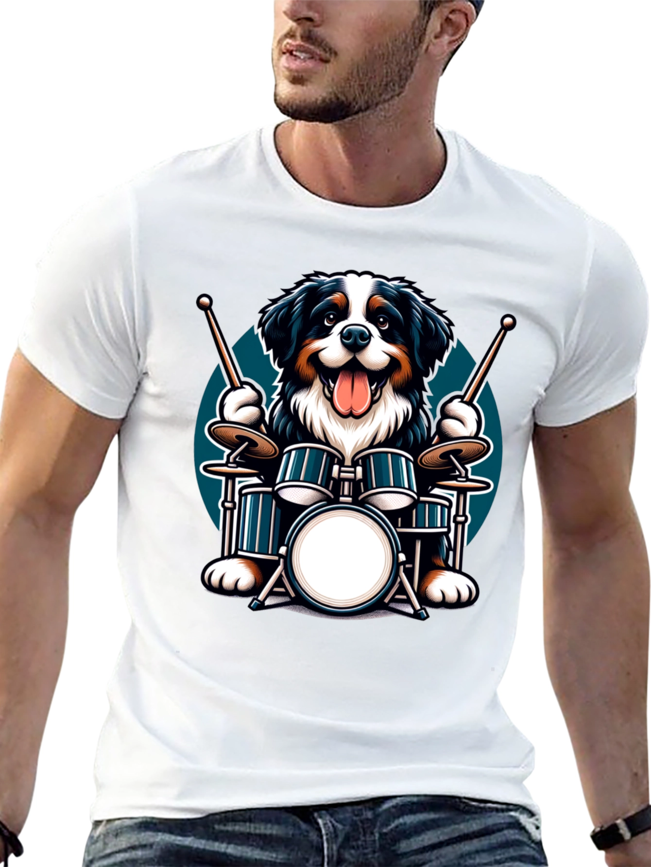 Drummer Dog T-Shirt: Band Tee for Music Lovers