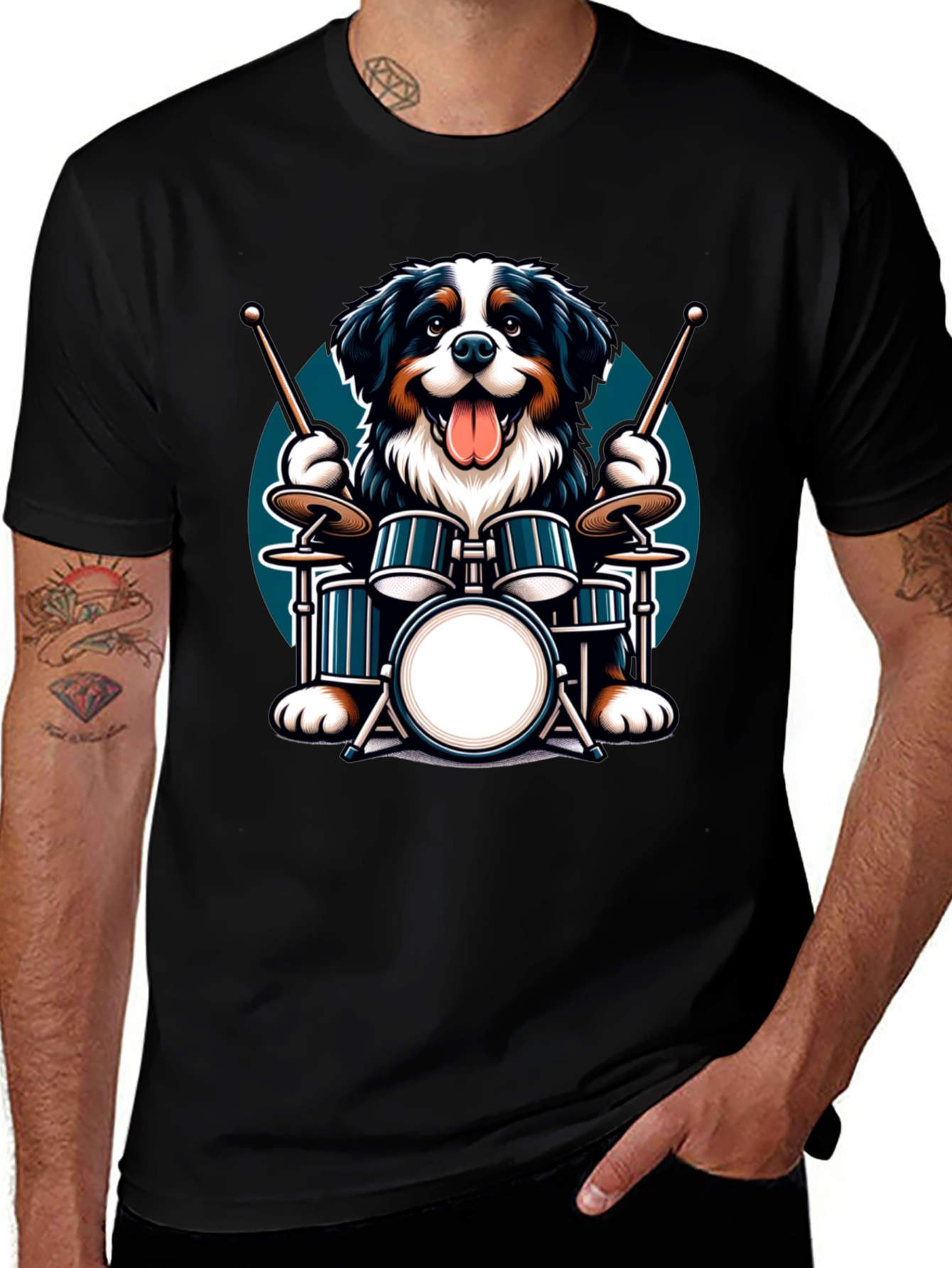 Drummer Dog T-Shirt: Band Tee for Music Lovers
