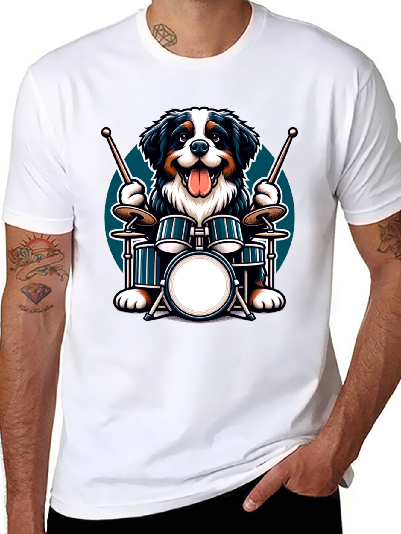 Drummer Dog T-Shirt: Band Tee for Music Lovers