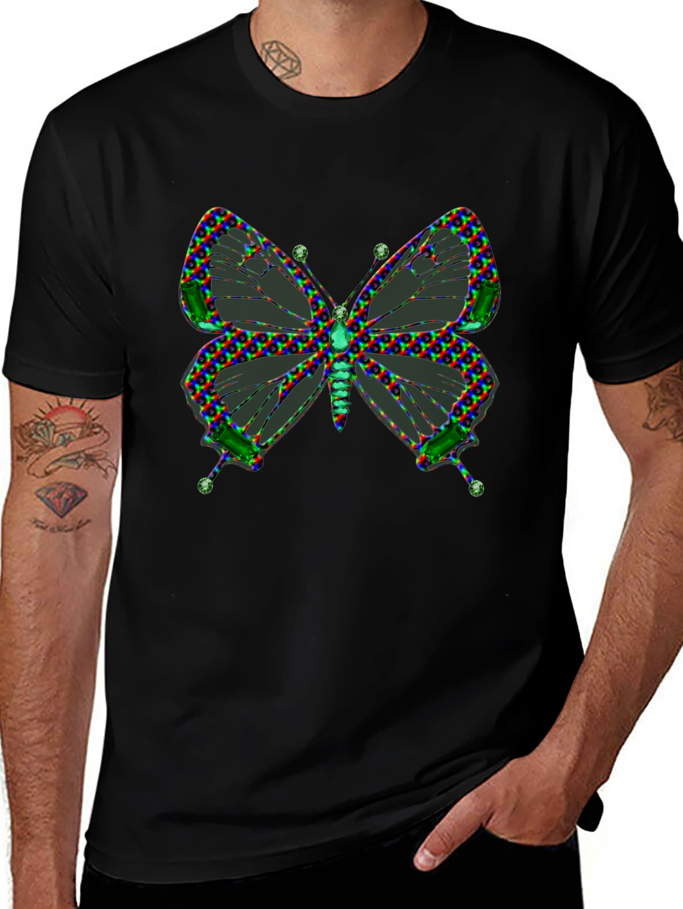 Butterfly Graphic Print Crew Neck T-Shirt