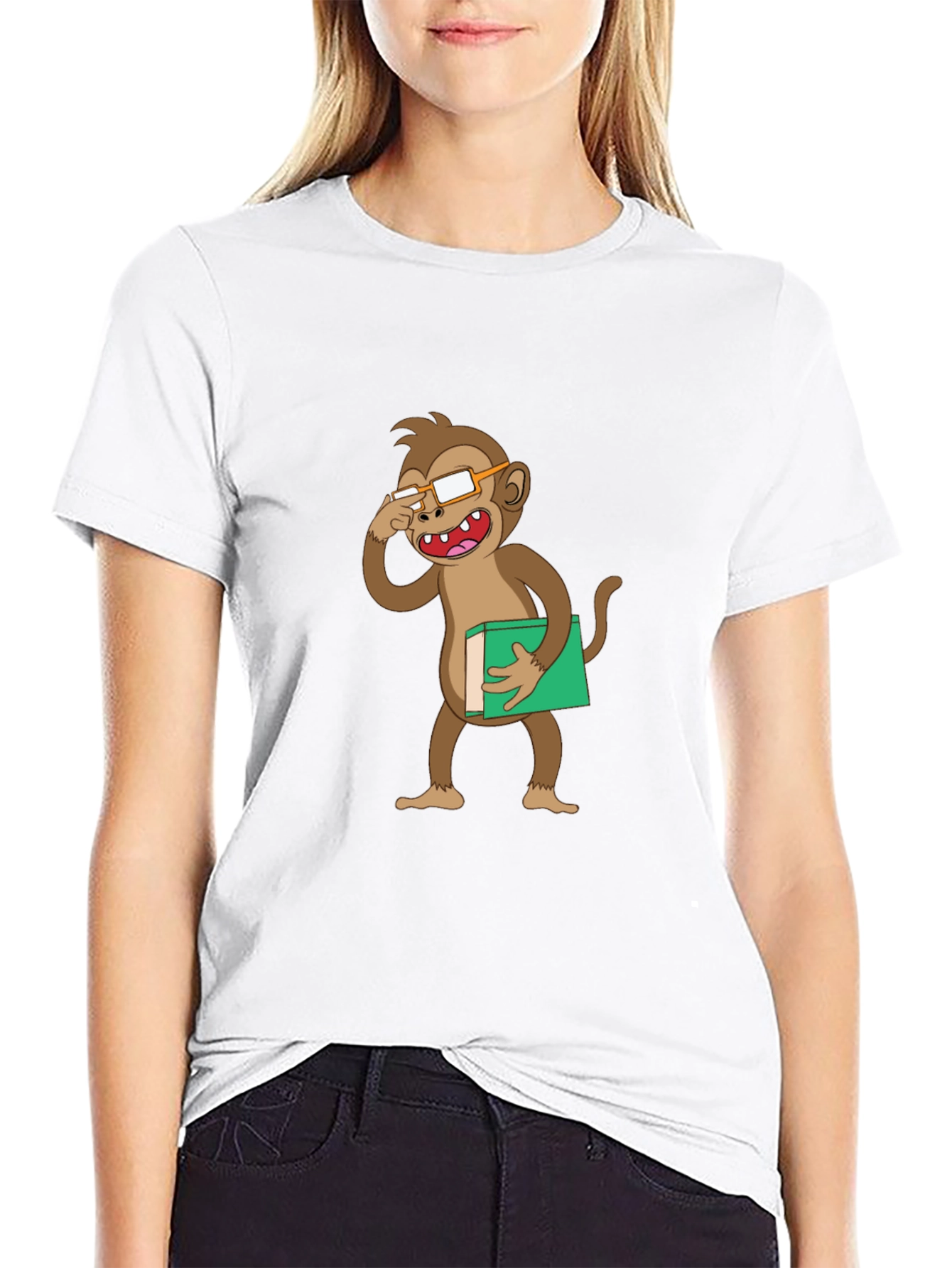 Funny Monkey Reading Book Graphic Tee