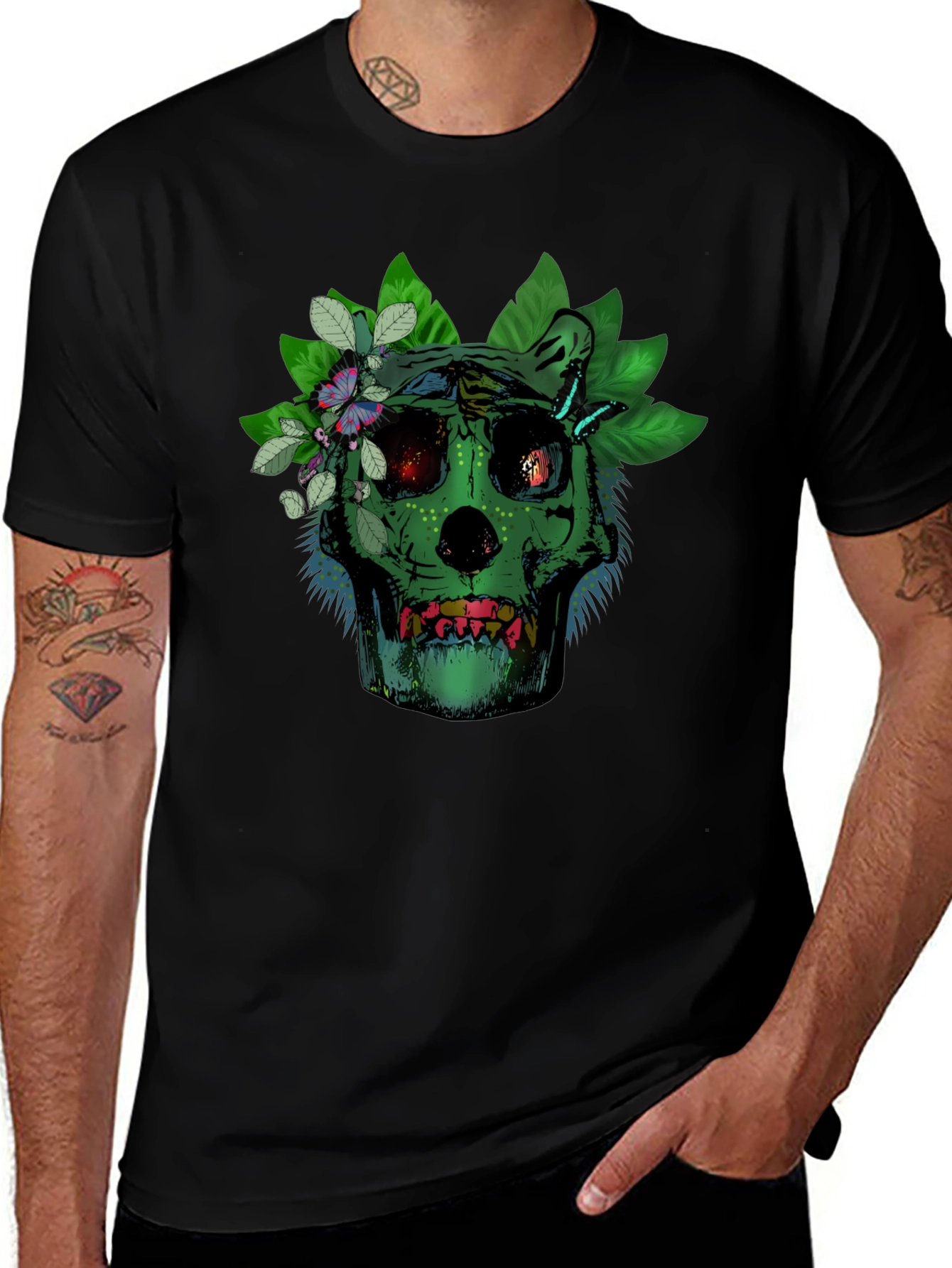 Green Skull Floral T-Shirt