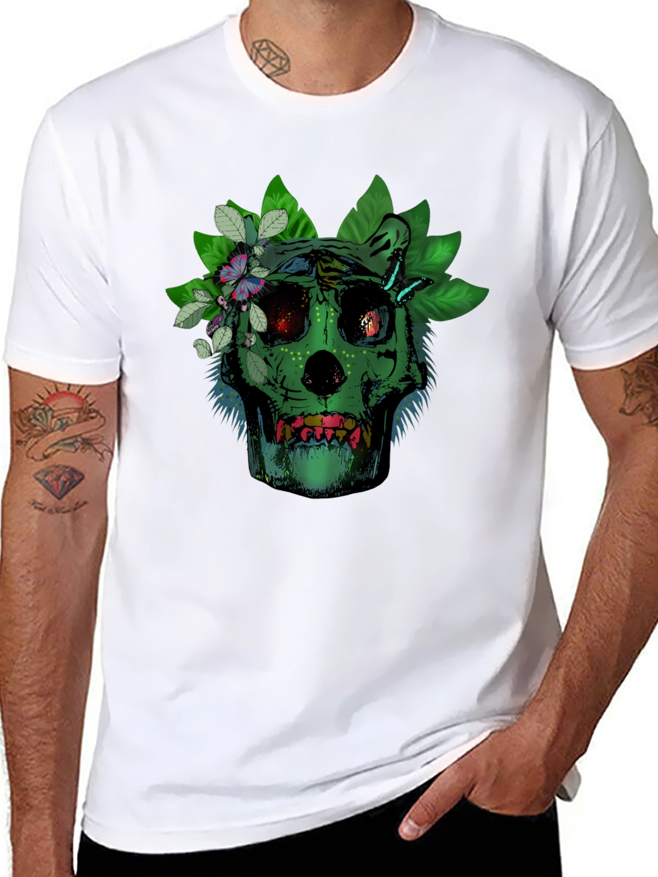 Green Skull Floral T-Shirt