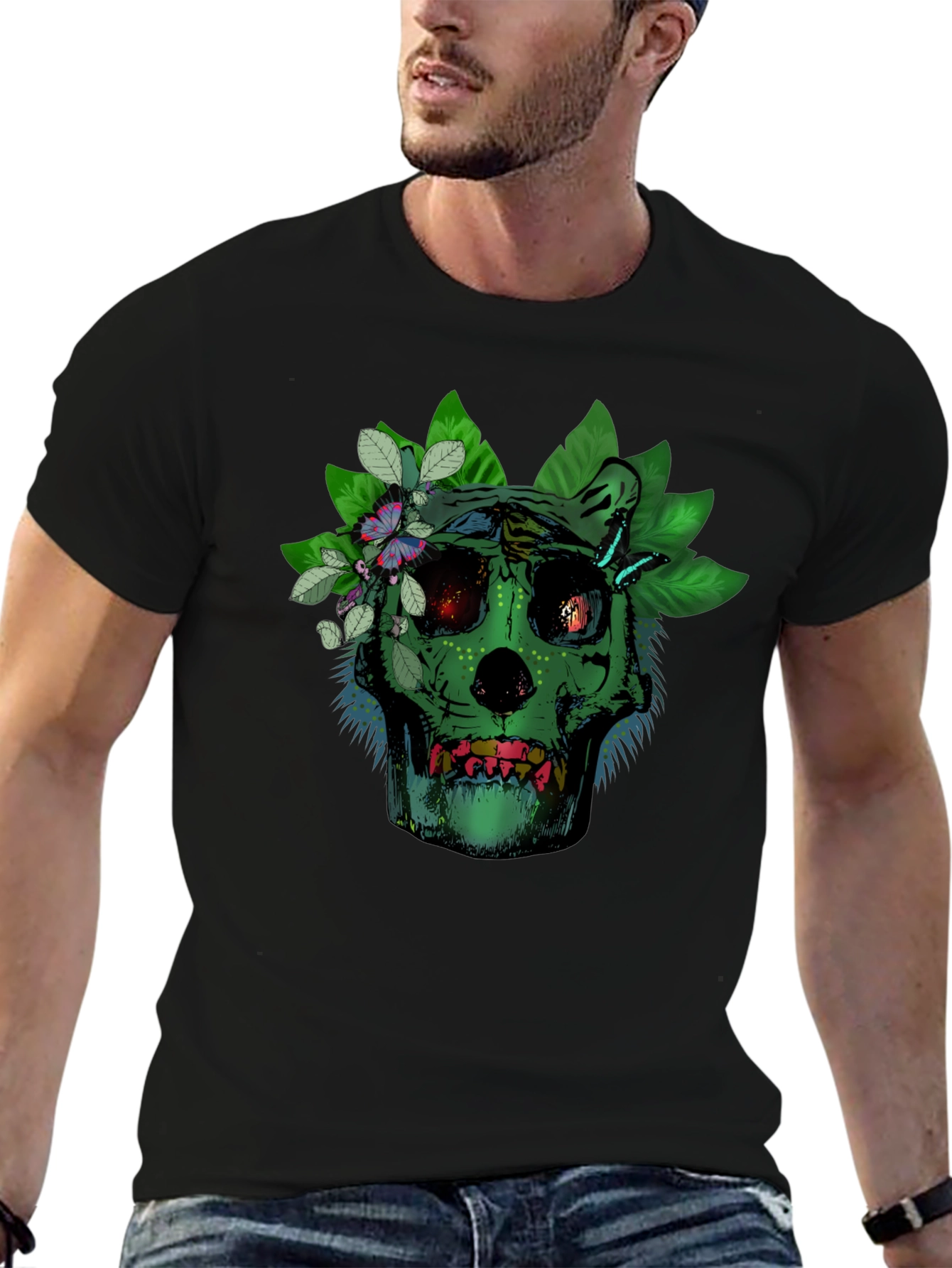 Green Skull Floral T-Shirt