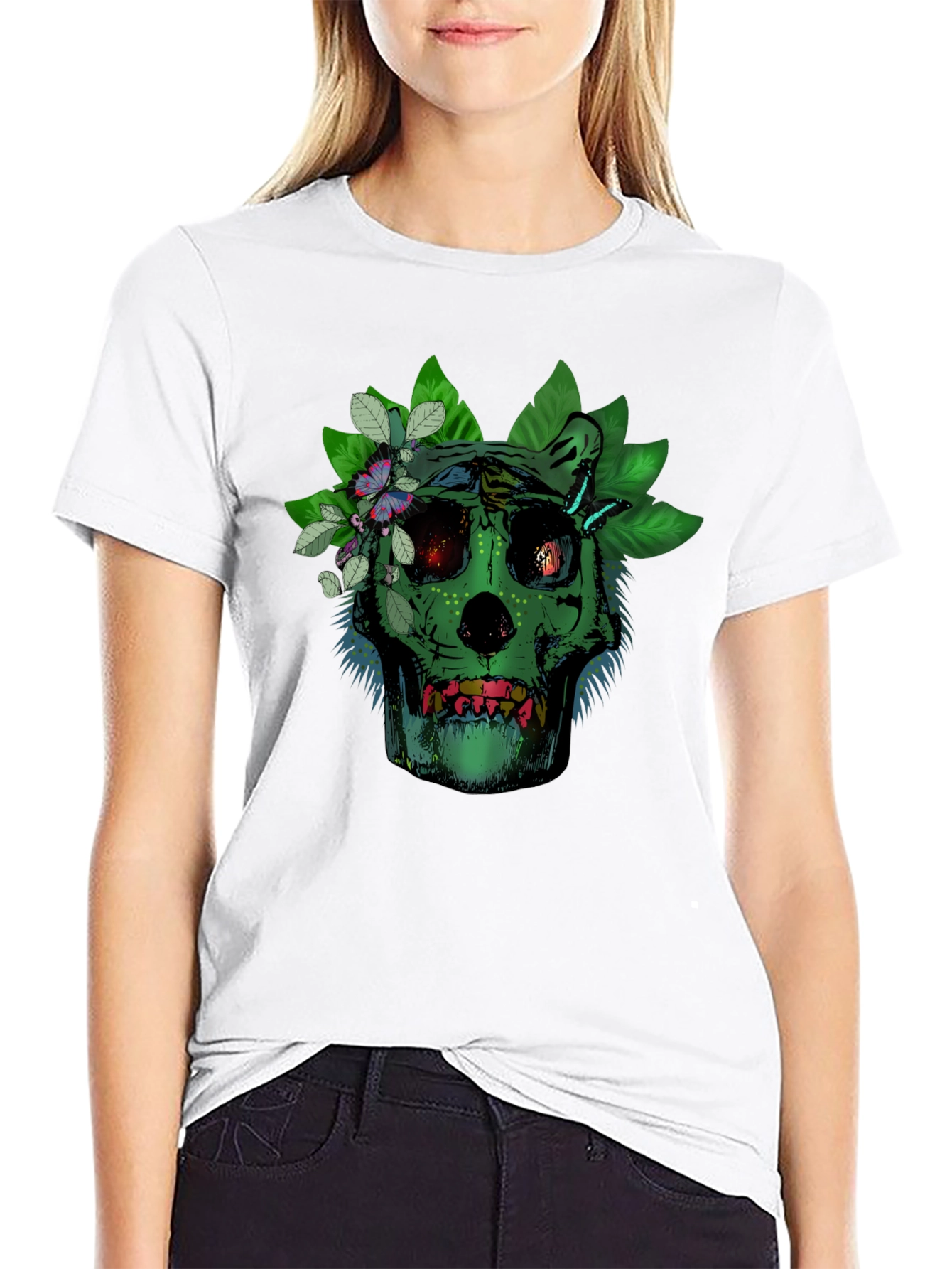 Green Skull Floral T-Shirt