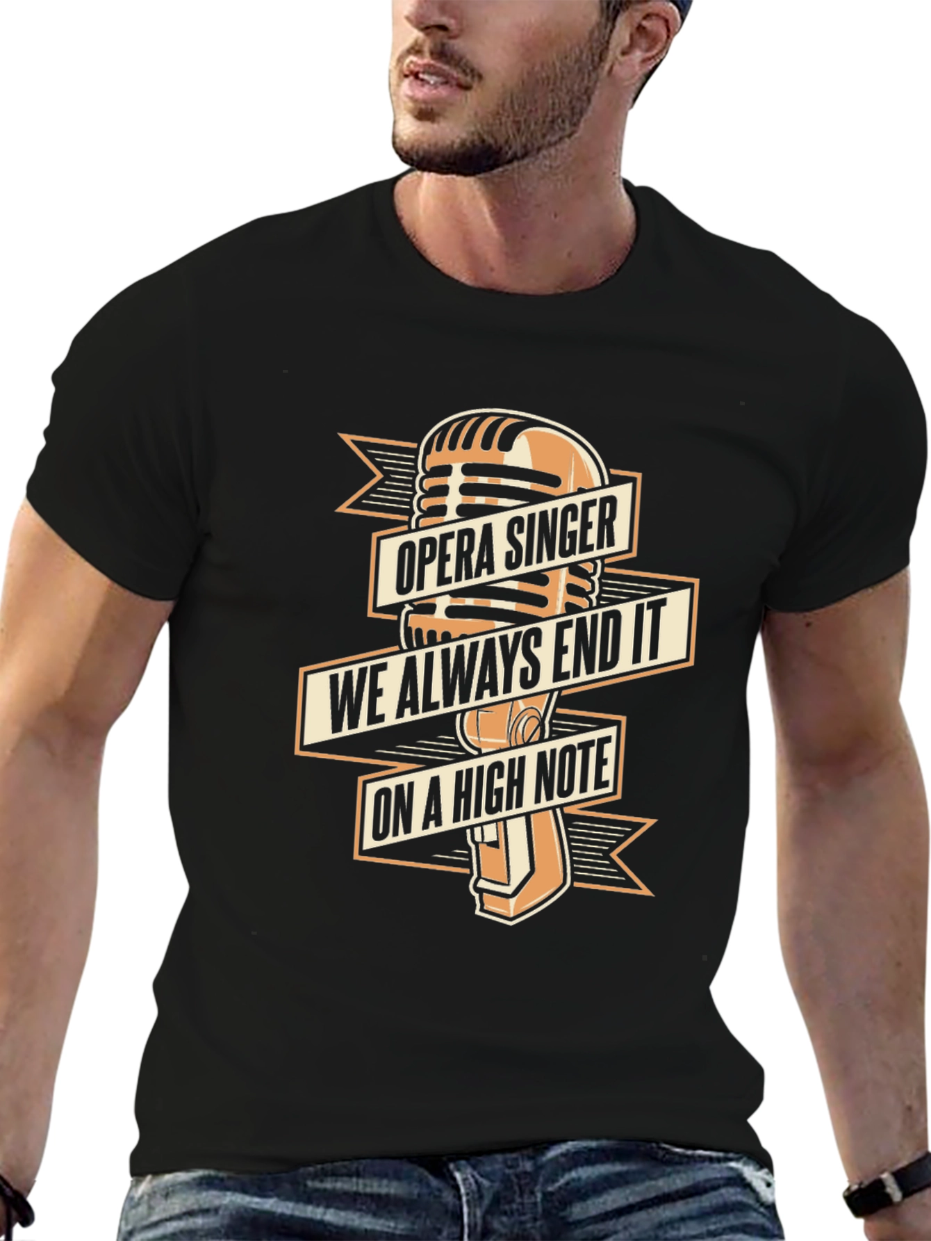 Opera Singer High Note Graphic Black T-Shirt