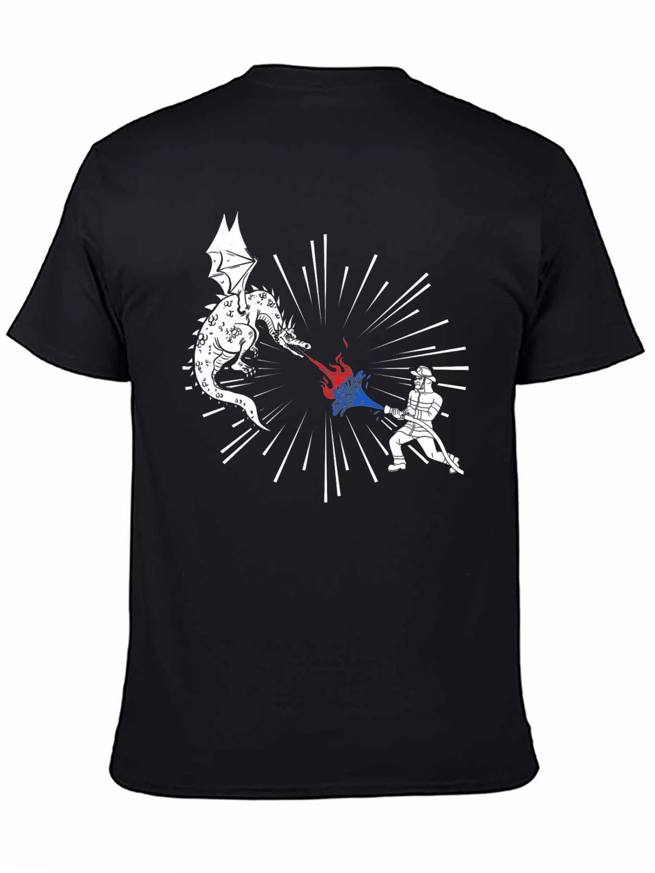 Dragon vs Firefighter Graphic Tee - Black