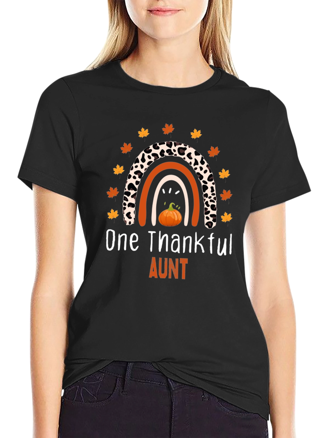 One Thankful Aunt Thanksgiving Graphic T-Shirt