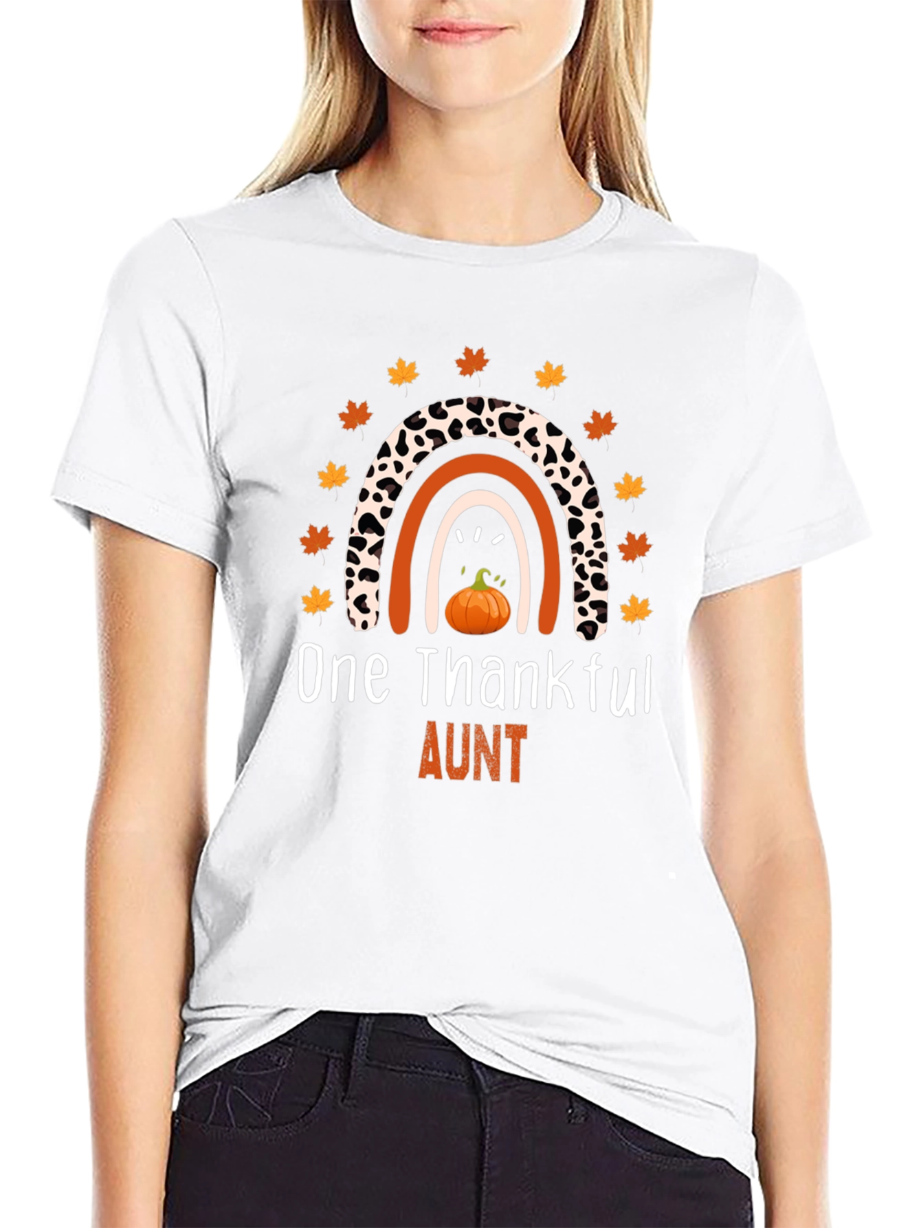 One Thankful Aunt Thanksgiving Graphic T-Shirt