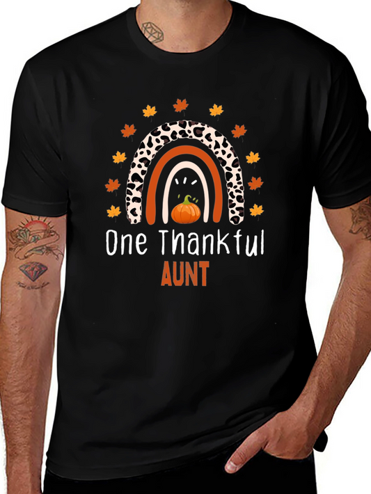 One Thankful Aunt Thanksgiving Graphic T-Shirt