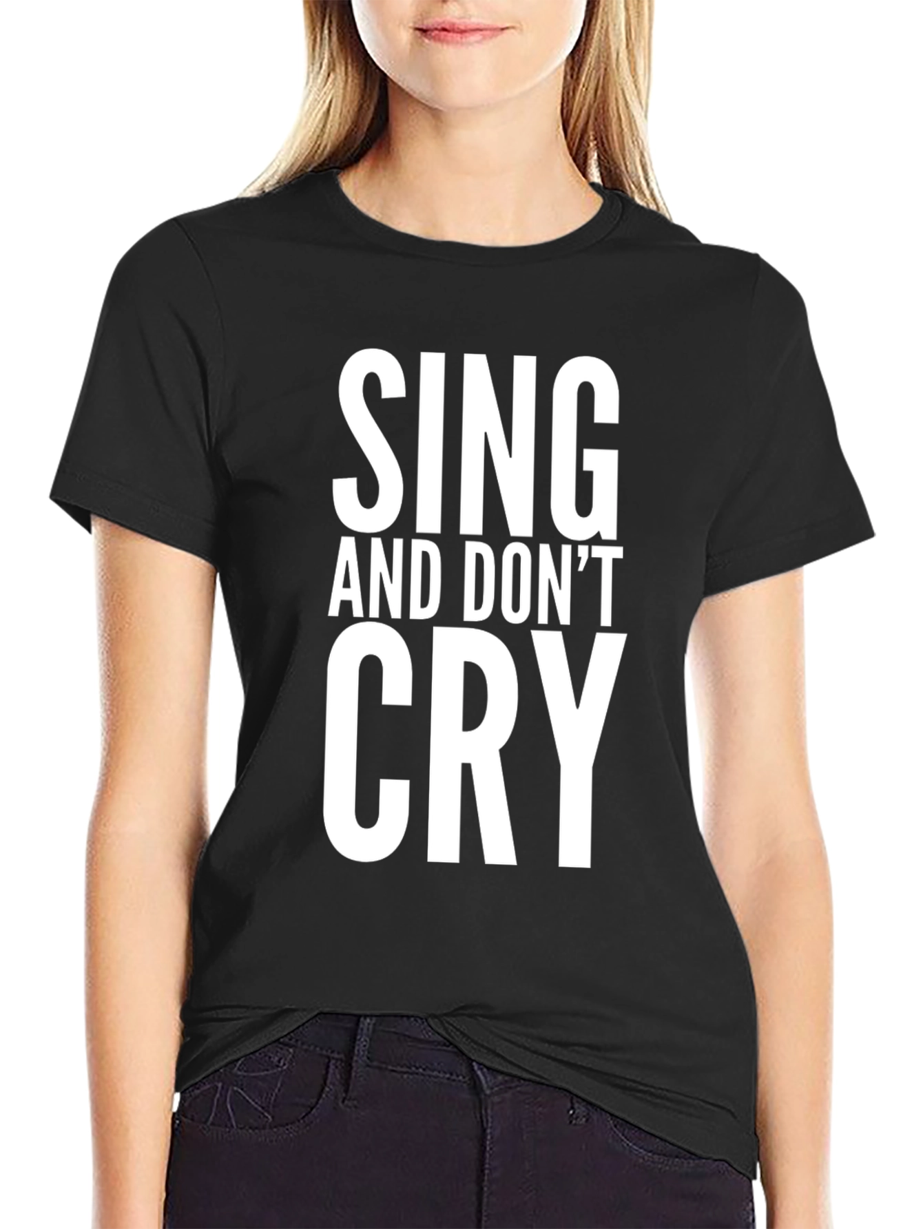 Sing and Dont Cry Black Graphic Tee