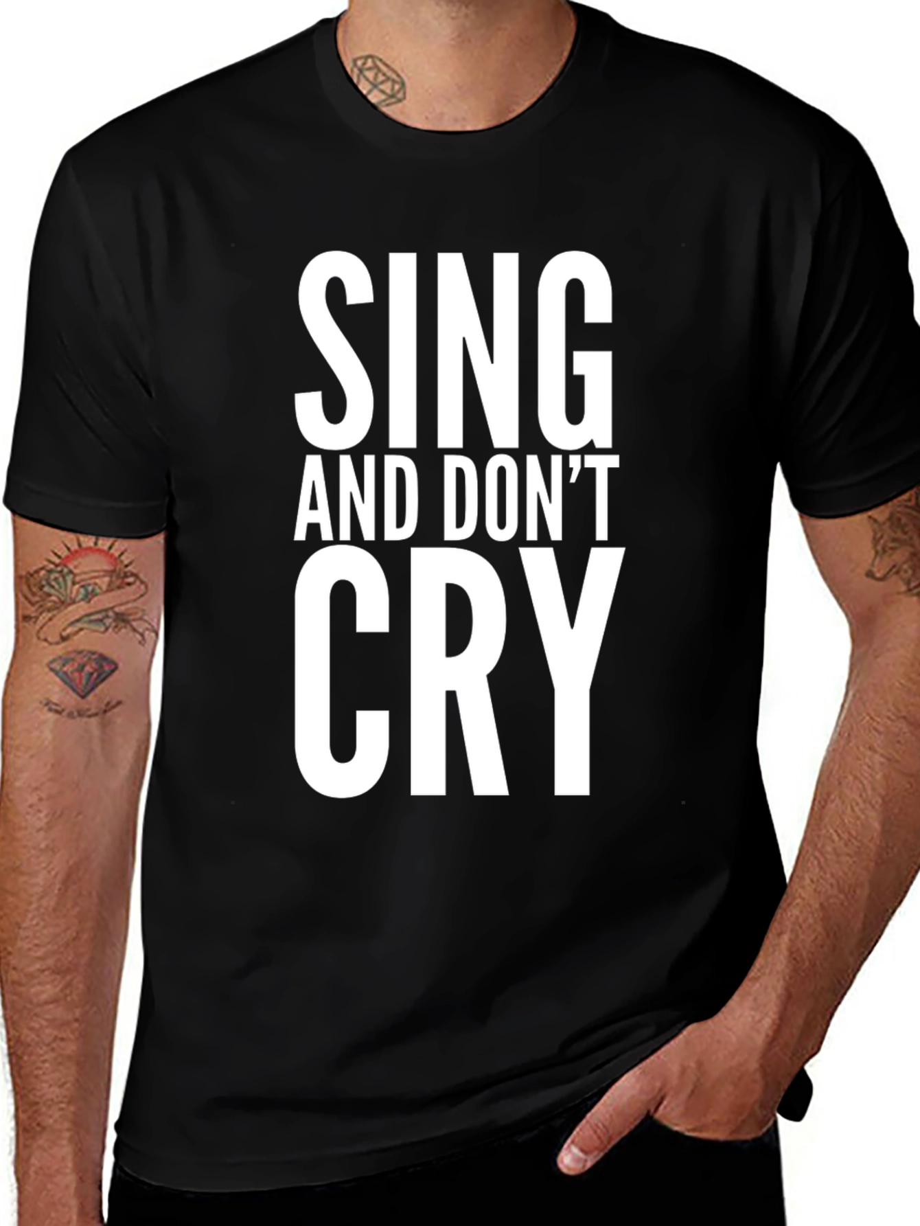 Sing and Dont Cry Black Graphic Tee