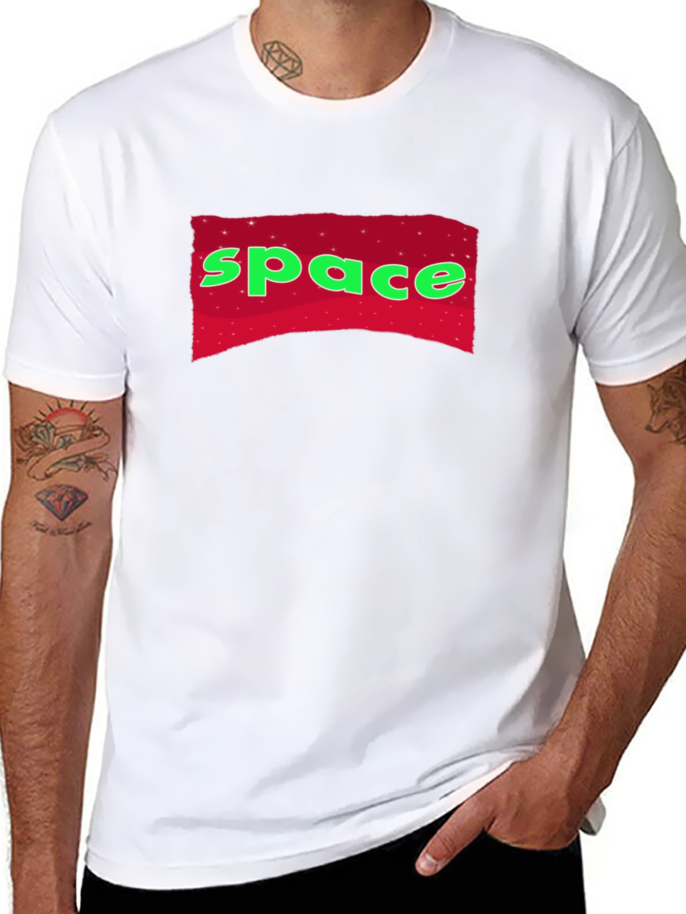 Space Graphic T-Shirt - Black Crew Neck Tee