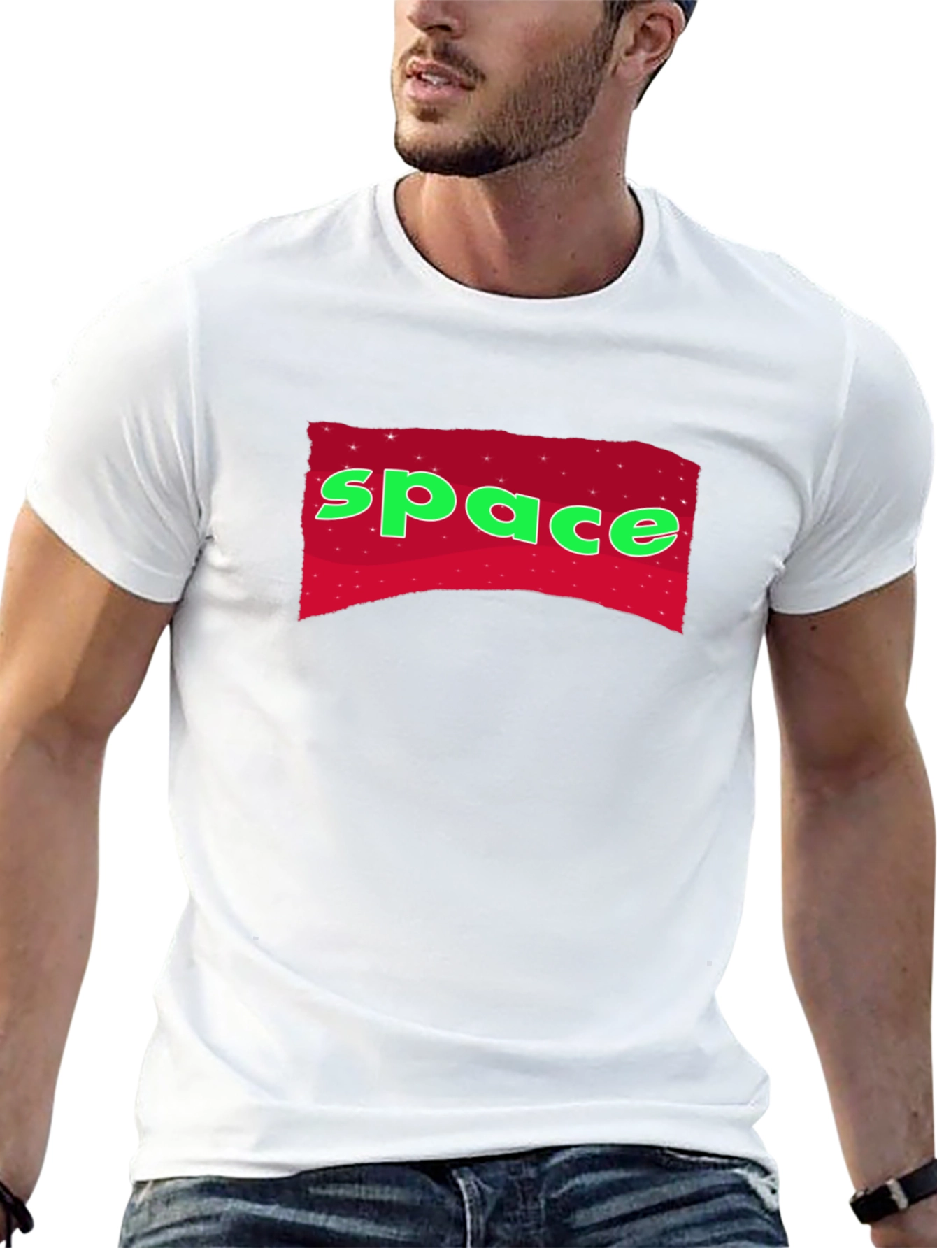Space Graphic T-Shirt - Black Crew Neck Tee