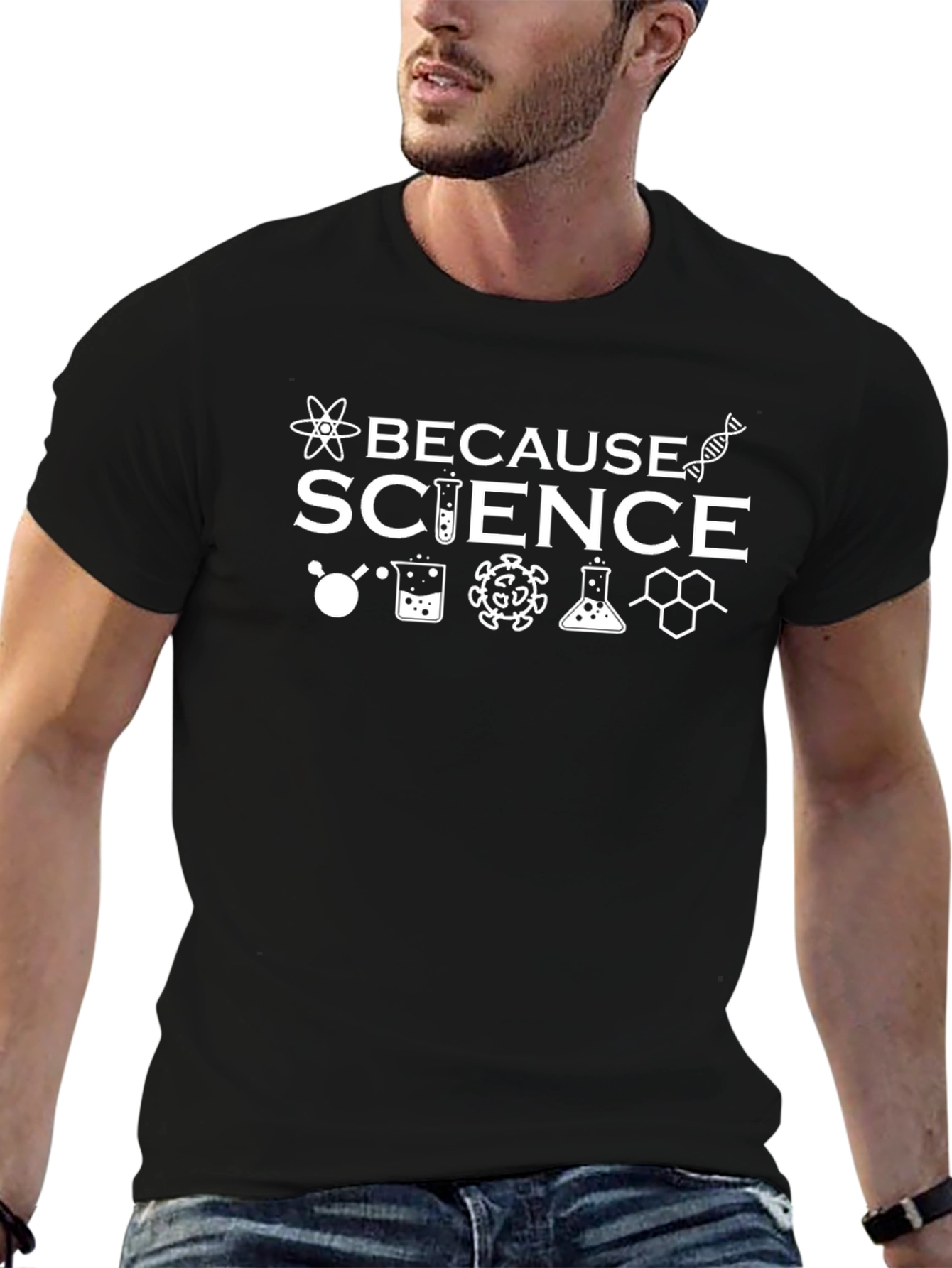 Because Science T-Shirt - Black Science Symbols
