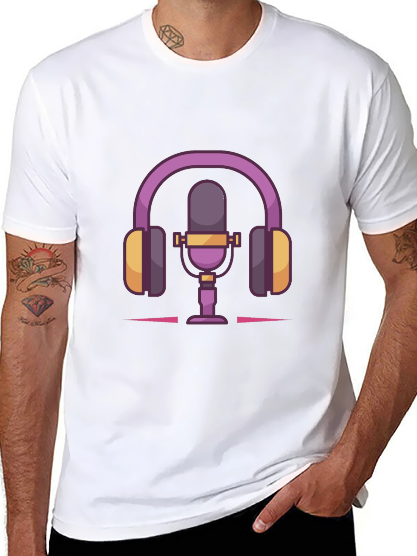 Podcast Life Tee: Headphones & Mic Graphic T-Shirt