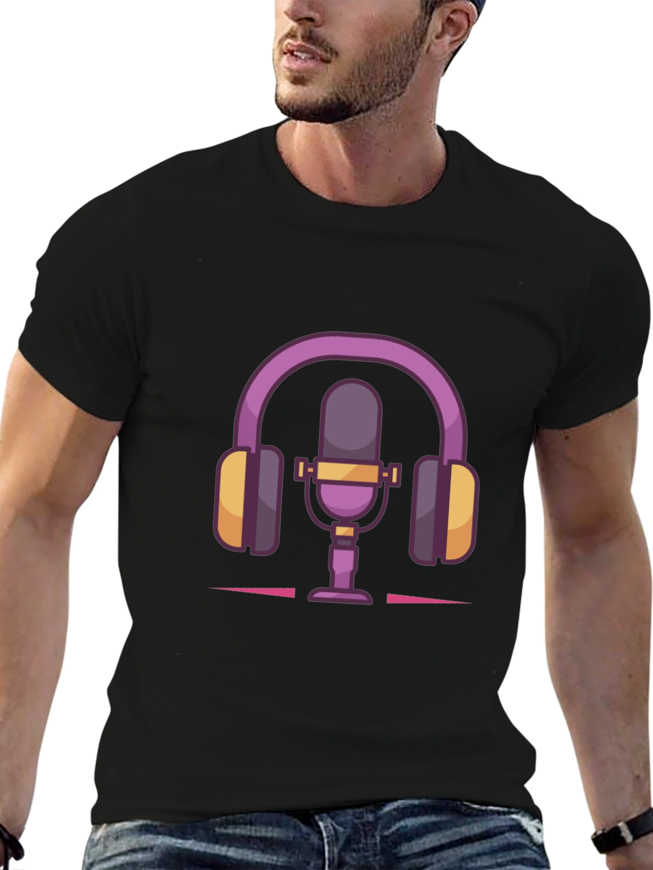 Podcast Life Tee: Headphones & Mic Graphic T-Shirt