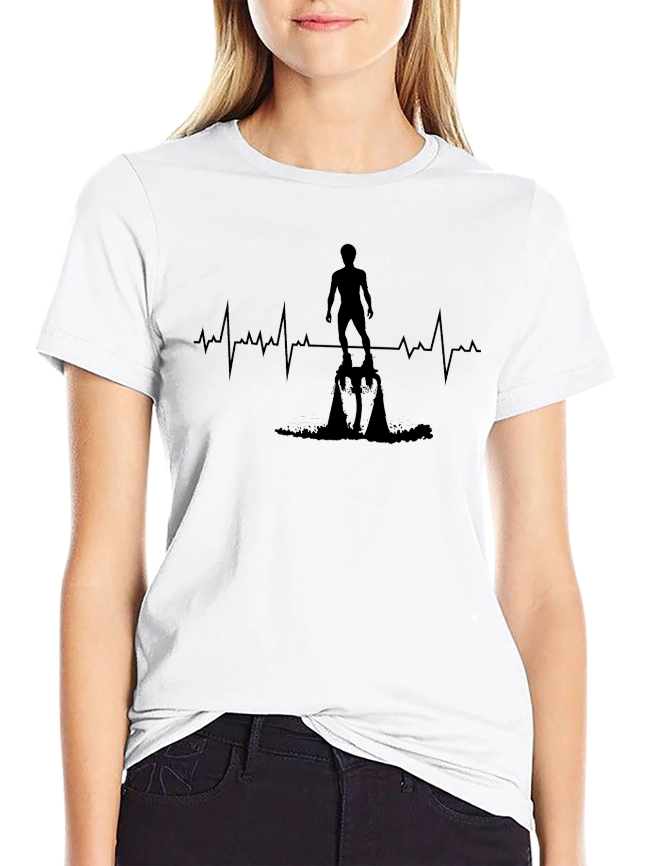 Heartbeat Surfer T-Shirt - Black Graphic Tee