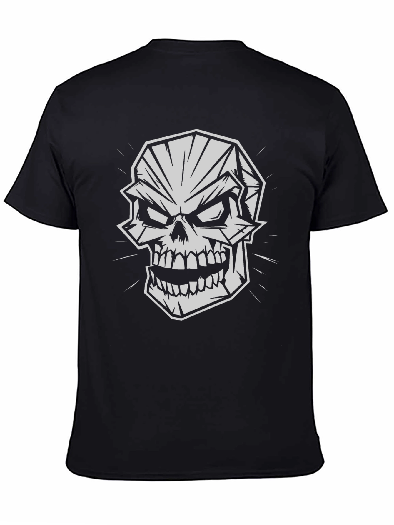 Geometric Skull Graphic Print Black T-Shirt