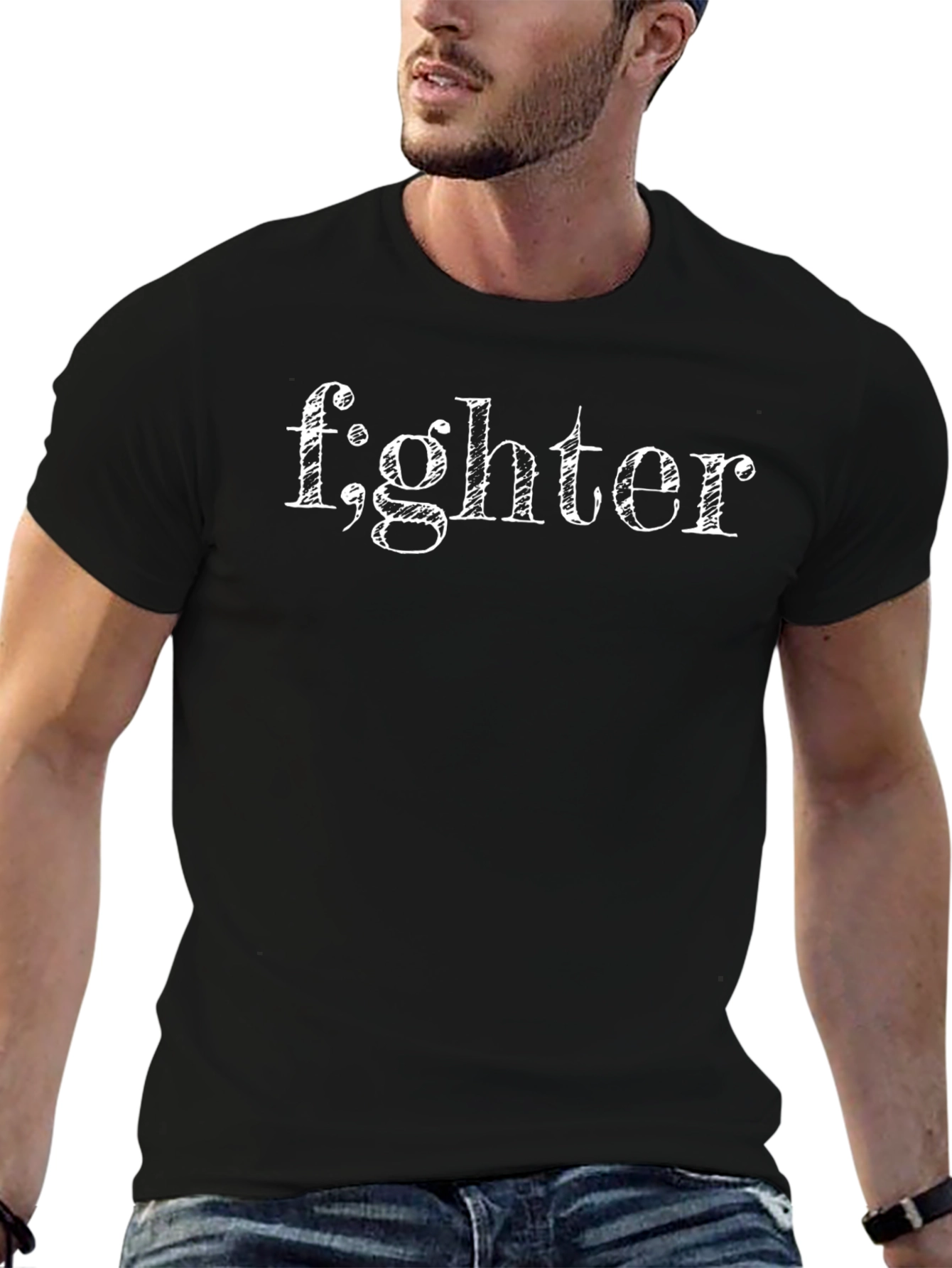 Fighter Semicolon T-Shirt - Unisex Cotton Blend Tee
