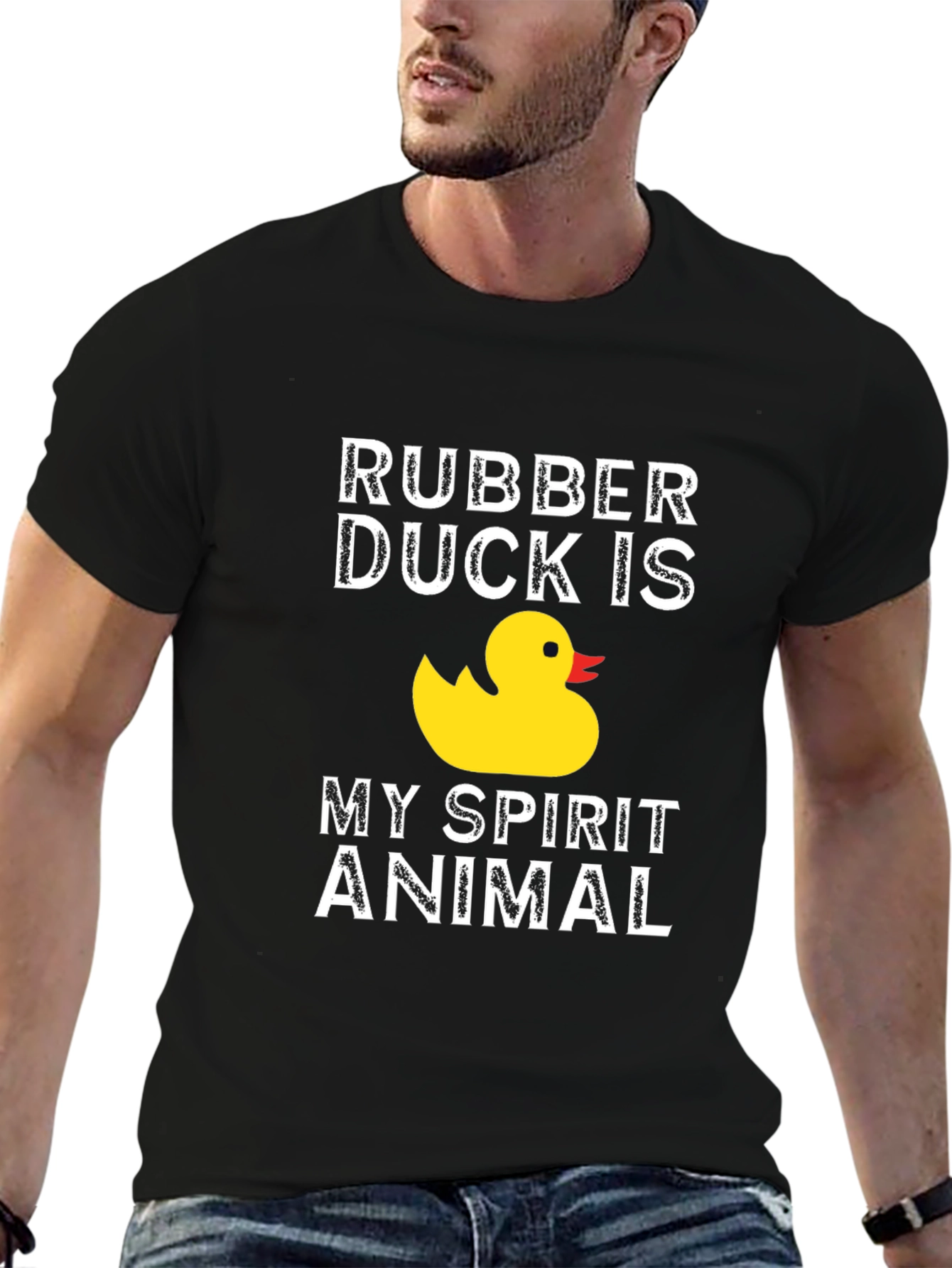 Rubber Duck Spirit Animal Graphic T-Shirt - Black