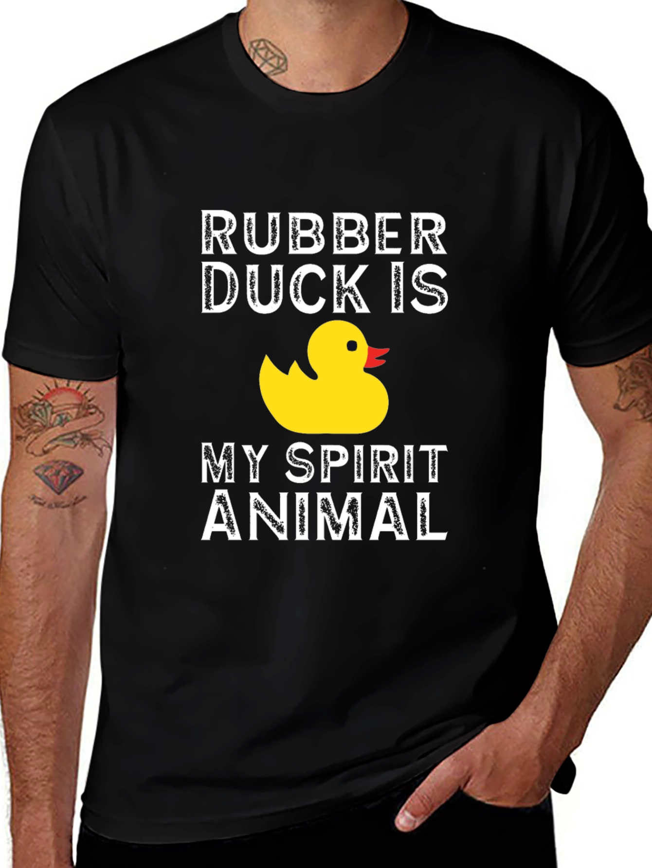 Rubber Duck Spirit Animal Graphic T-Shirt - Black