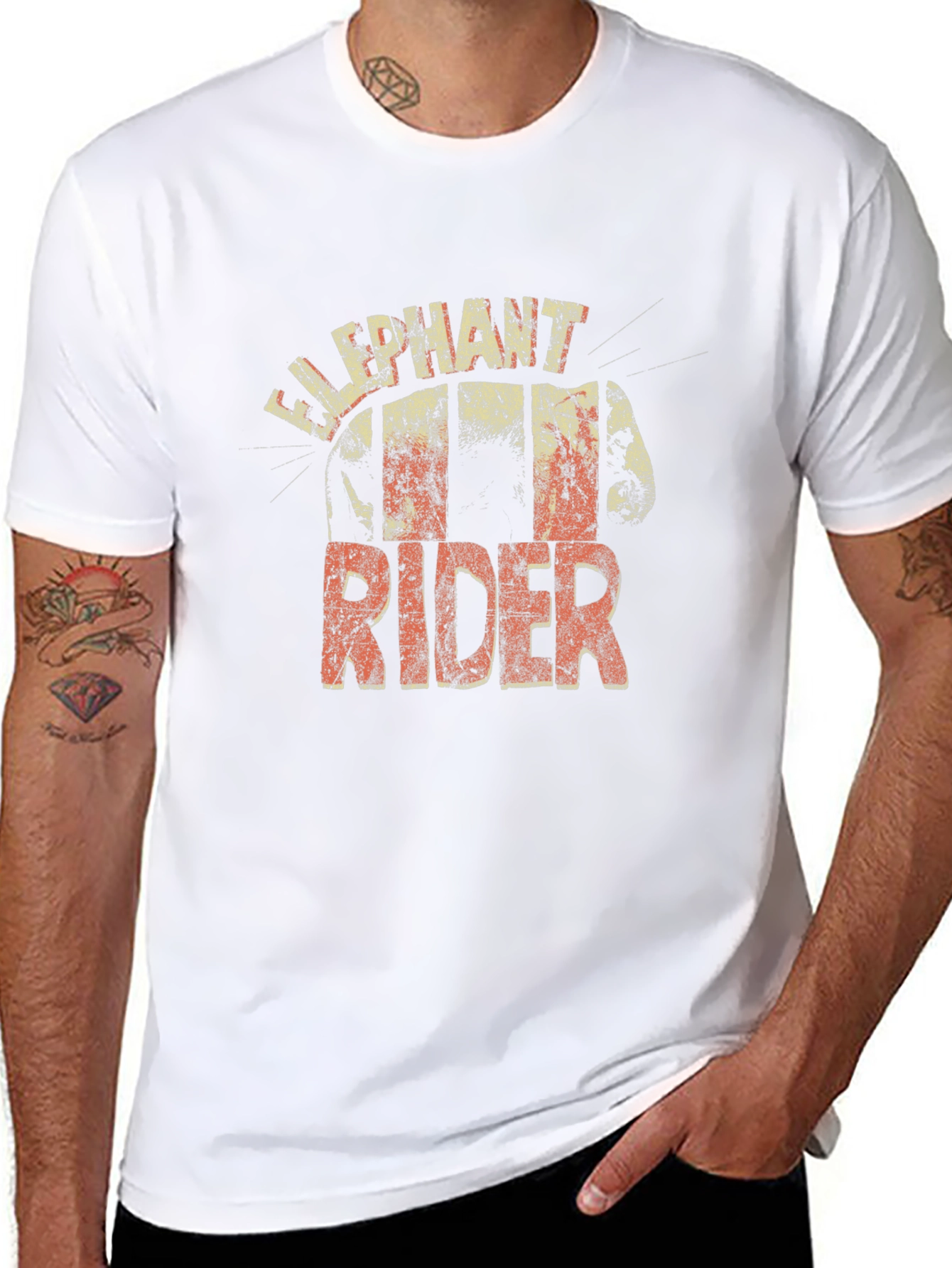 Elephant Rider Graphic Tee - Unique Distressed Design