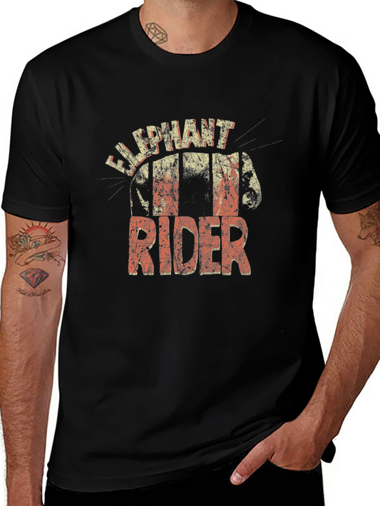Elephant Rider Graphic Tee - Unique Distressed Design