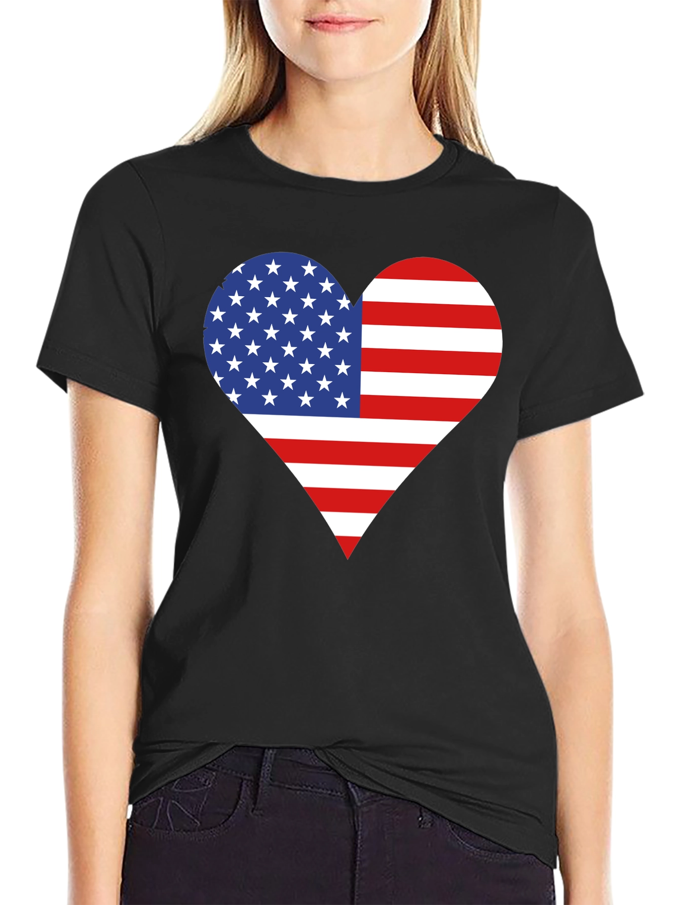 American Flag Heart T-Shirt - Patriotic USA Love Tee