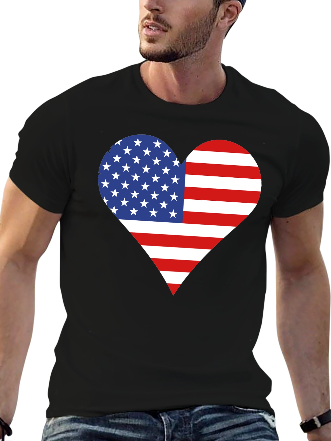 American Flag Heart T-Shirt - Patriotic USA Love Tee