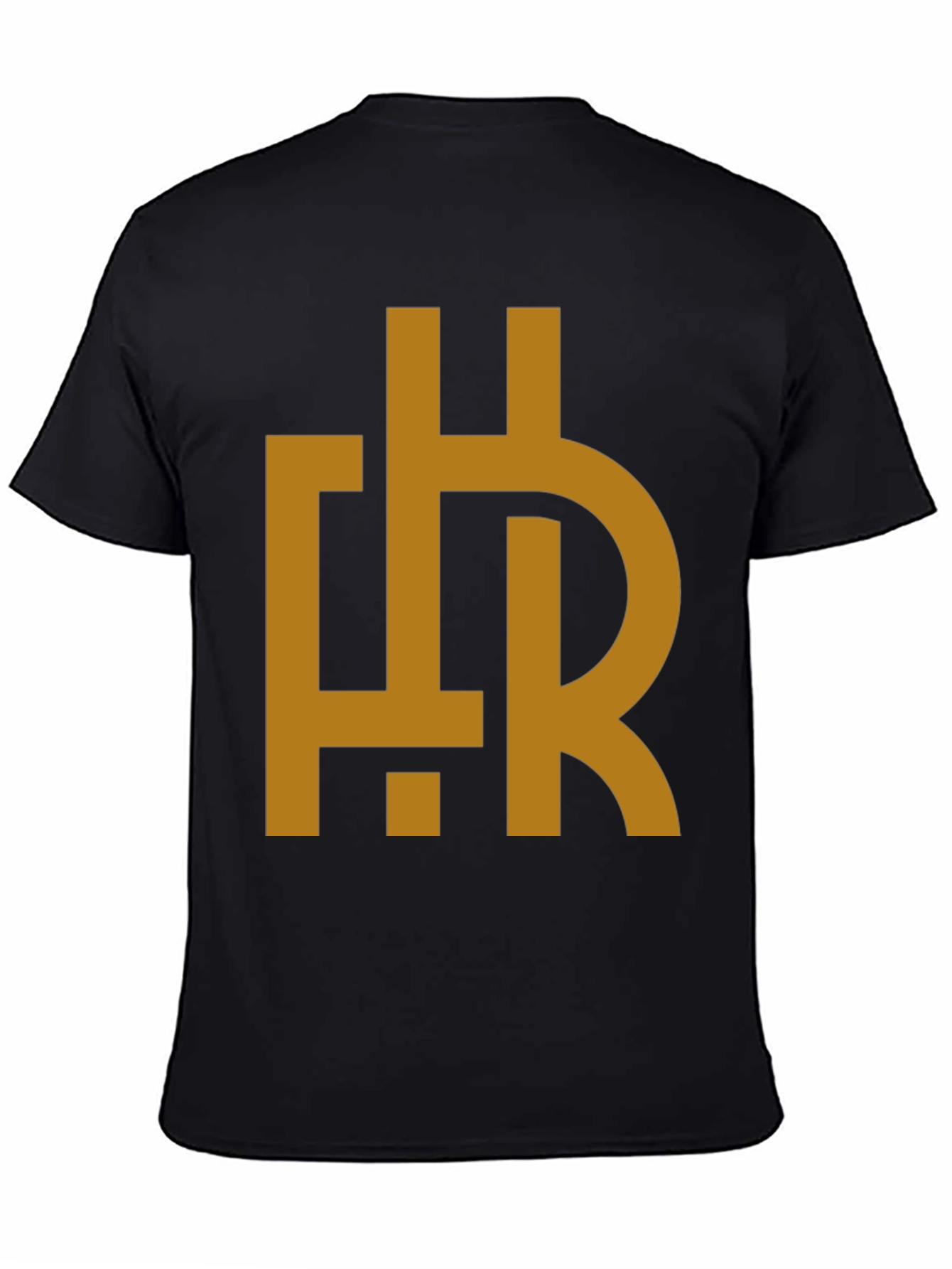 Abstract HR Gold Graphic Print Black T-Shirt