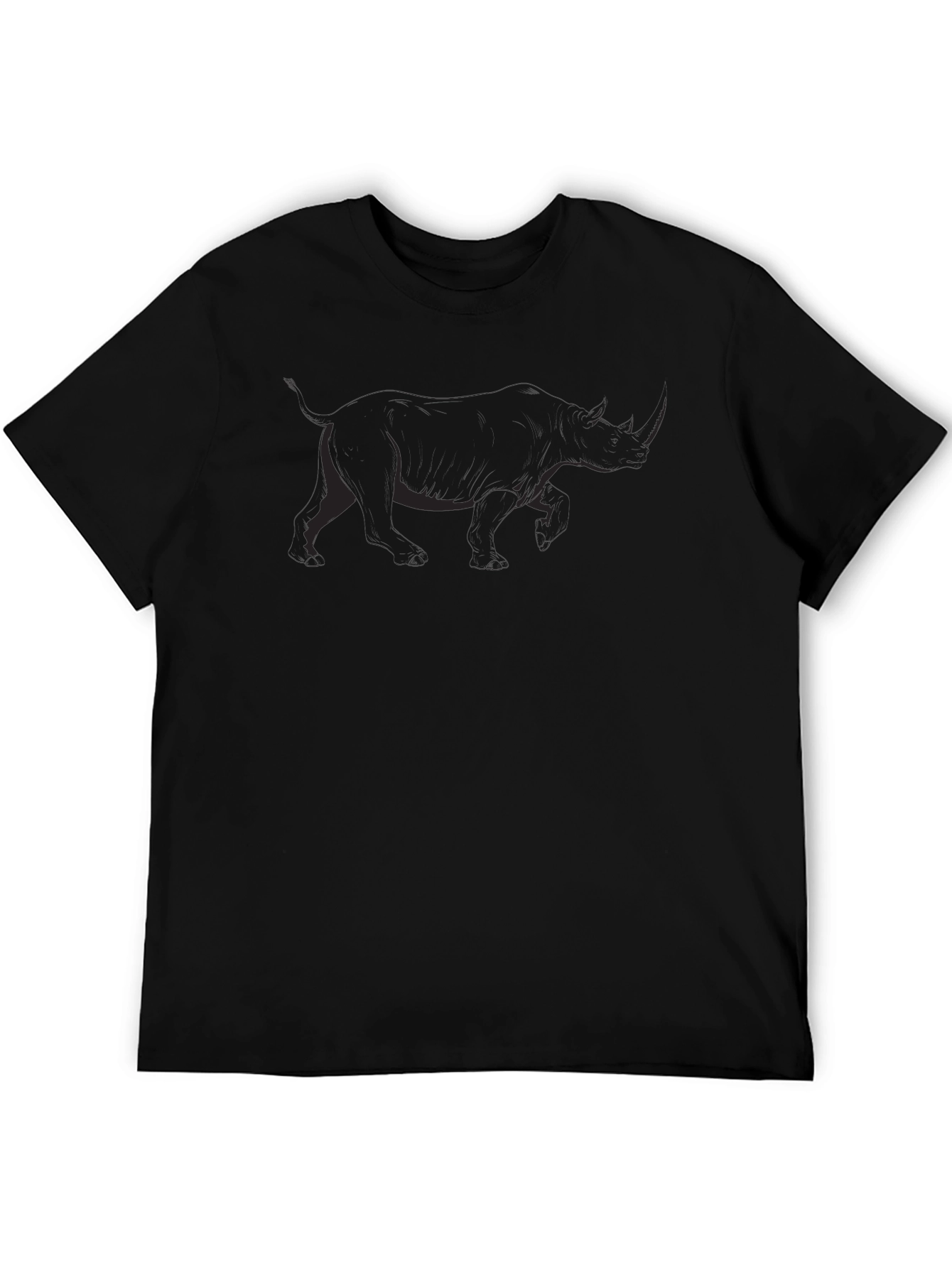 Black T-Shirt with Subtle Rhino Graphic